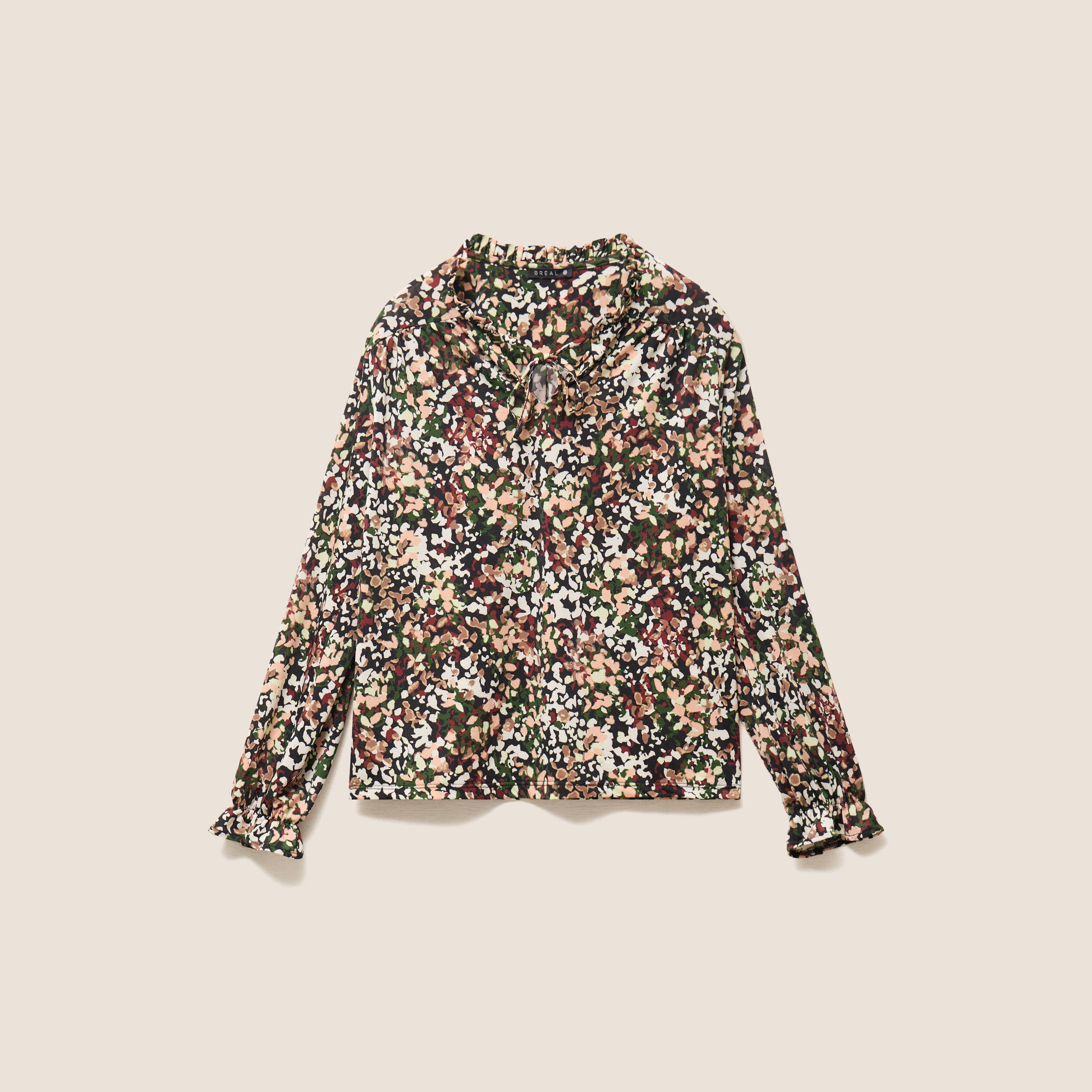 Blouse col v manches longues multicolore femme