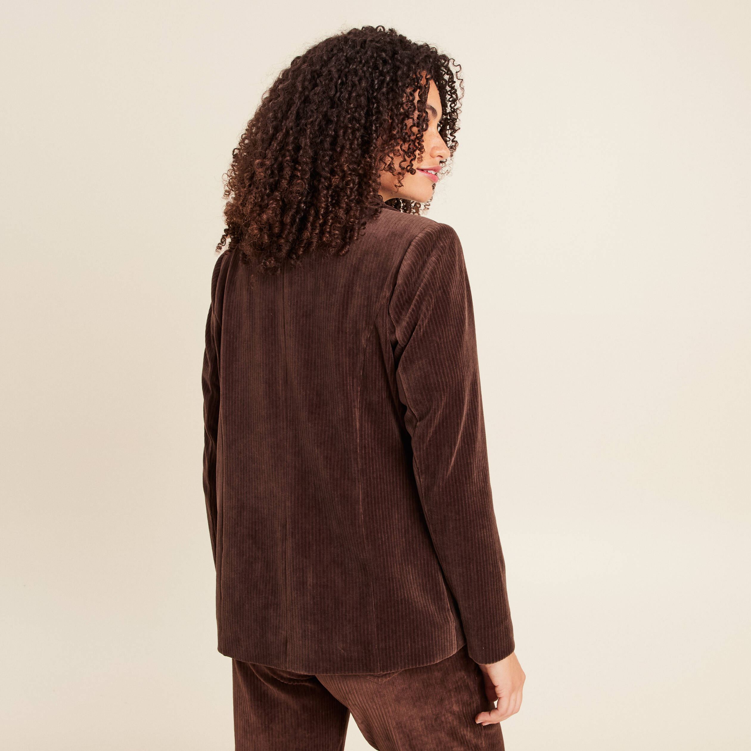 Veste tailleur velours marron femme