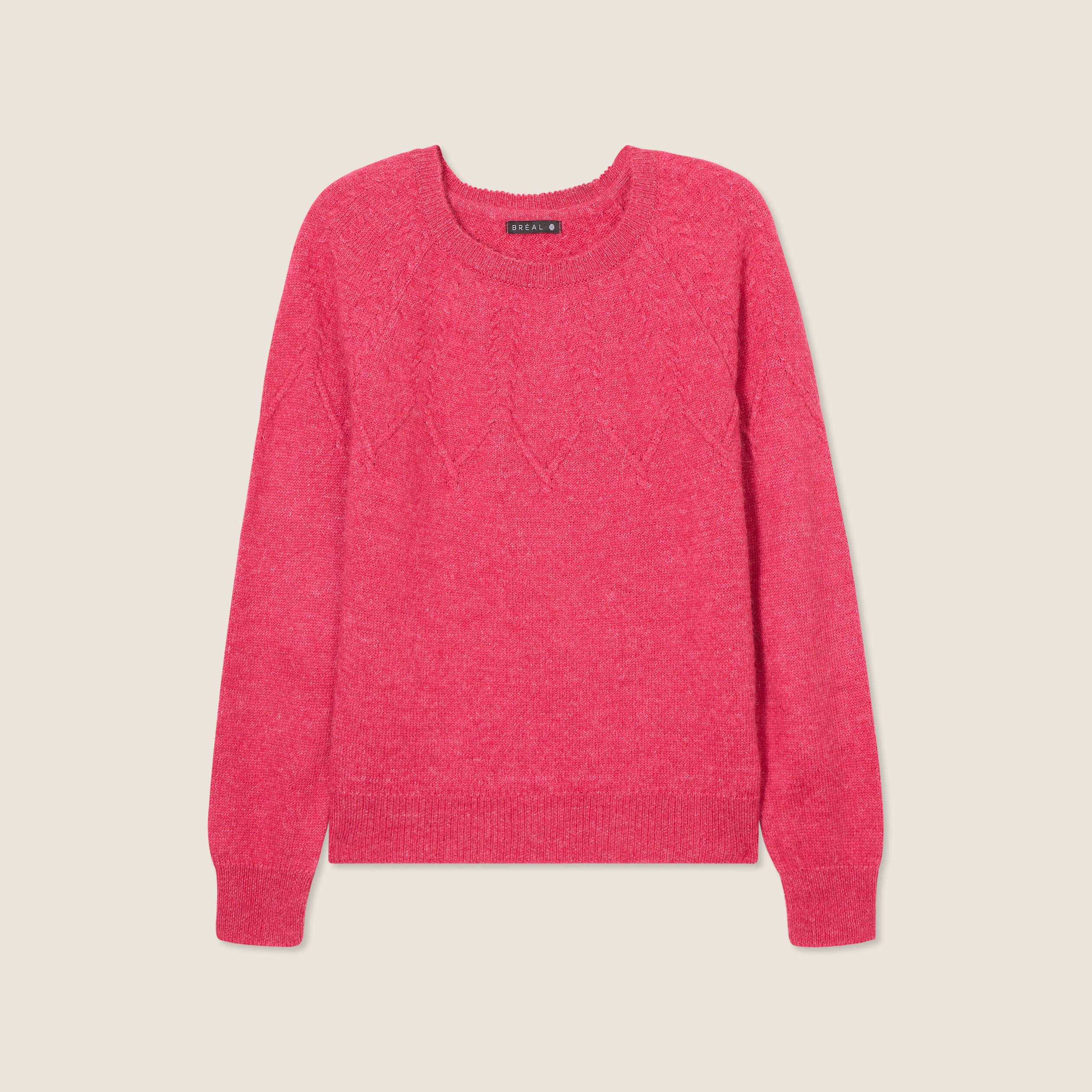 Pull manches longues rose framboise femme
