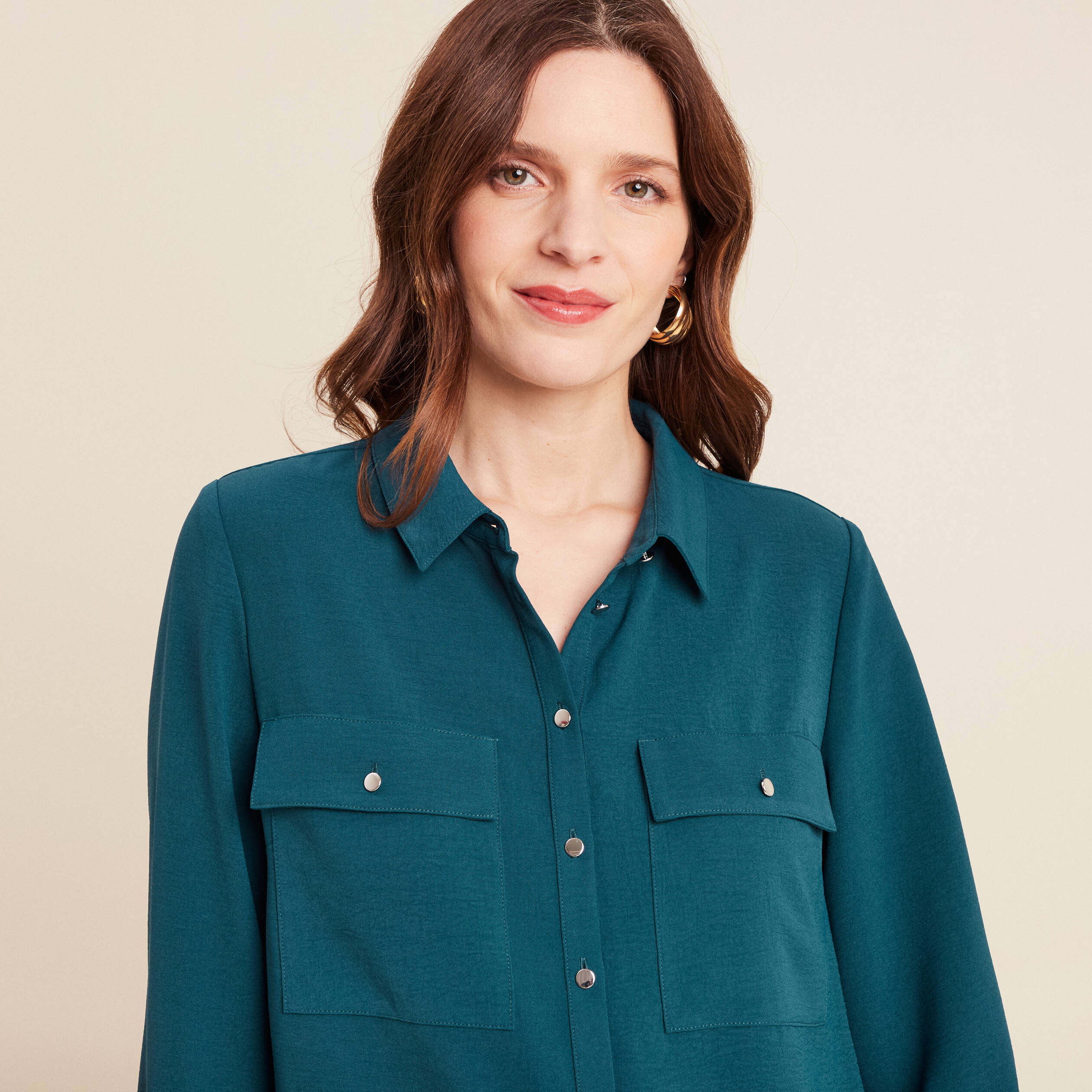 Chemisier BIBA Manches Longues Bleu Et Blanc Rayé Brillant - Taille 42 - Occasion Très Bon état