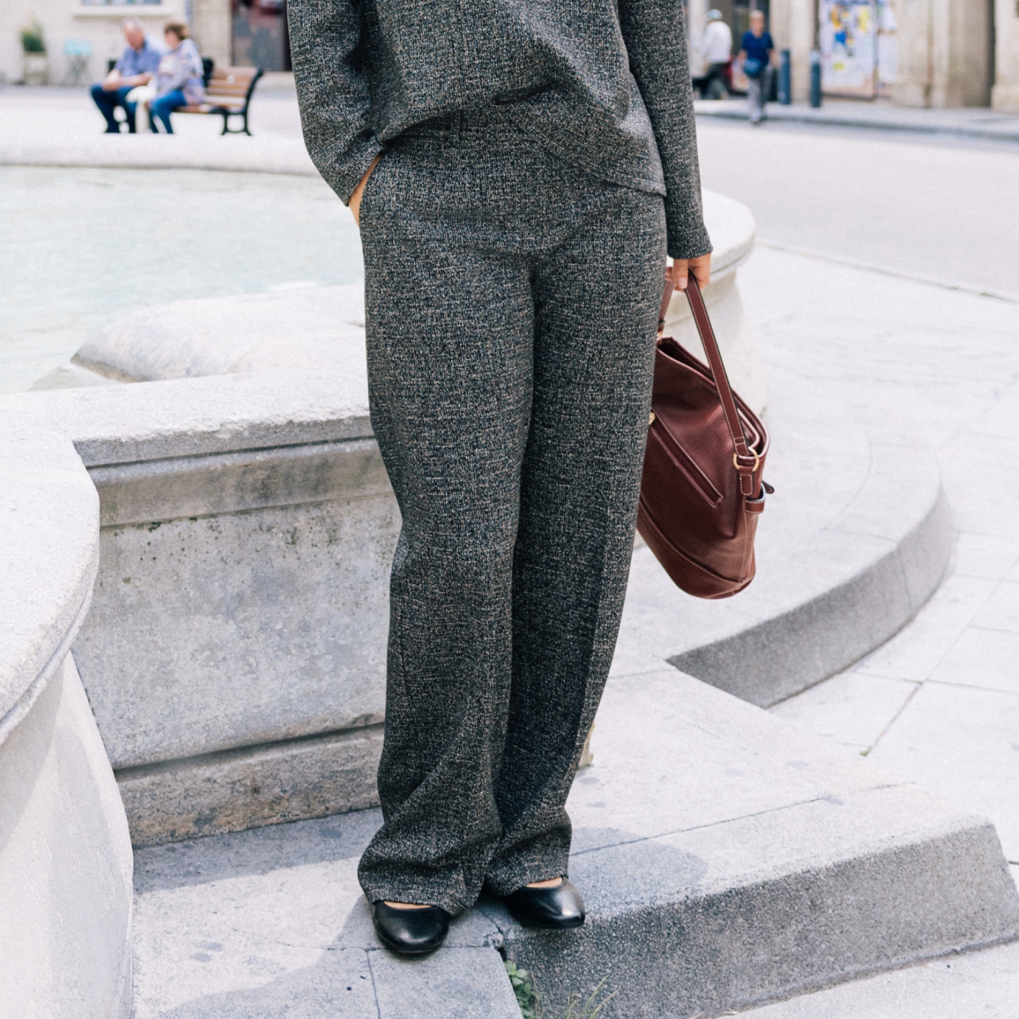 Bonobo Pantalon Fluide Pantalon Large Gris Femme Pantalon Large