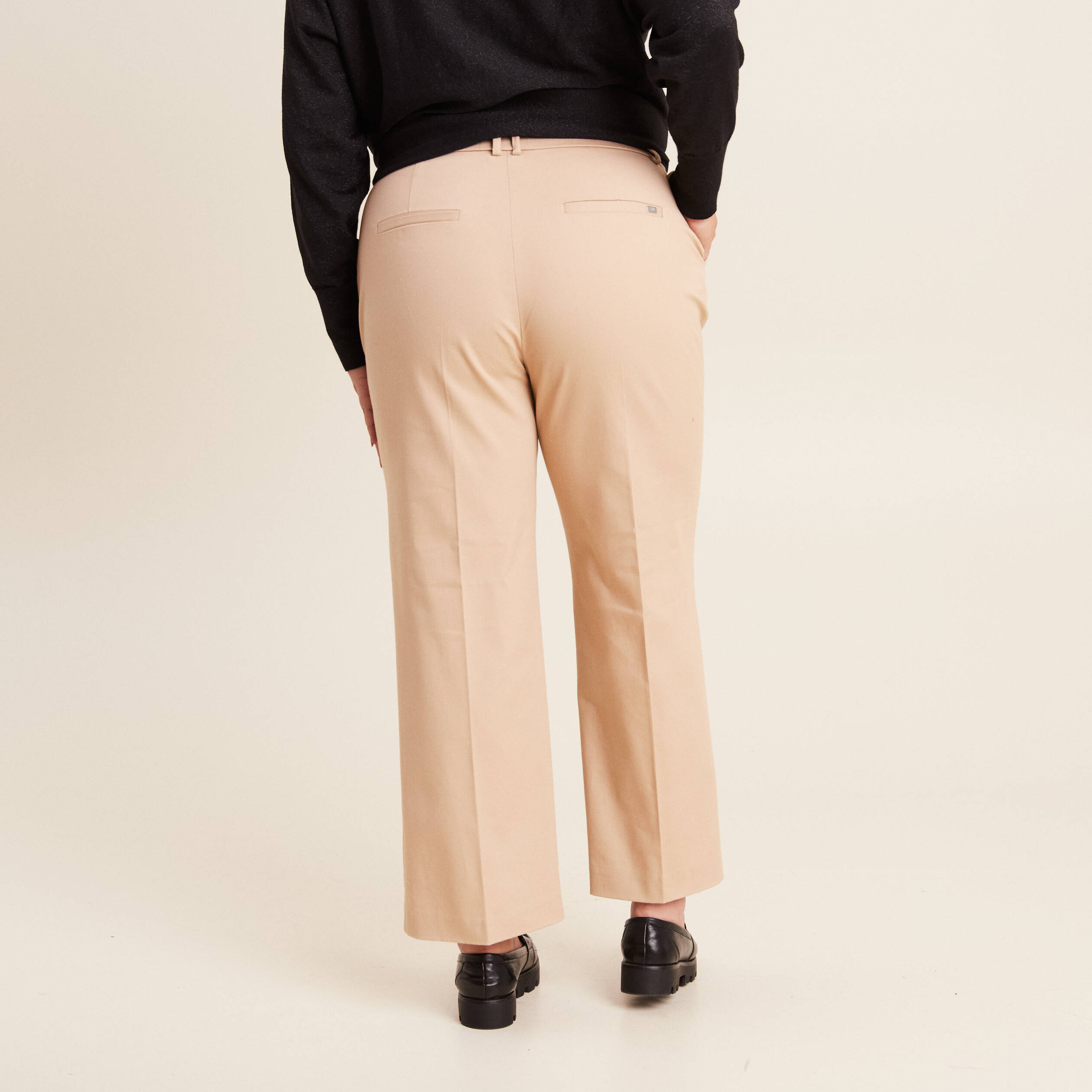 Pantalon flare 7/8ème beige femme