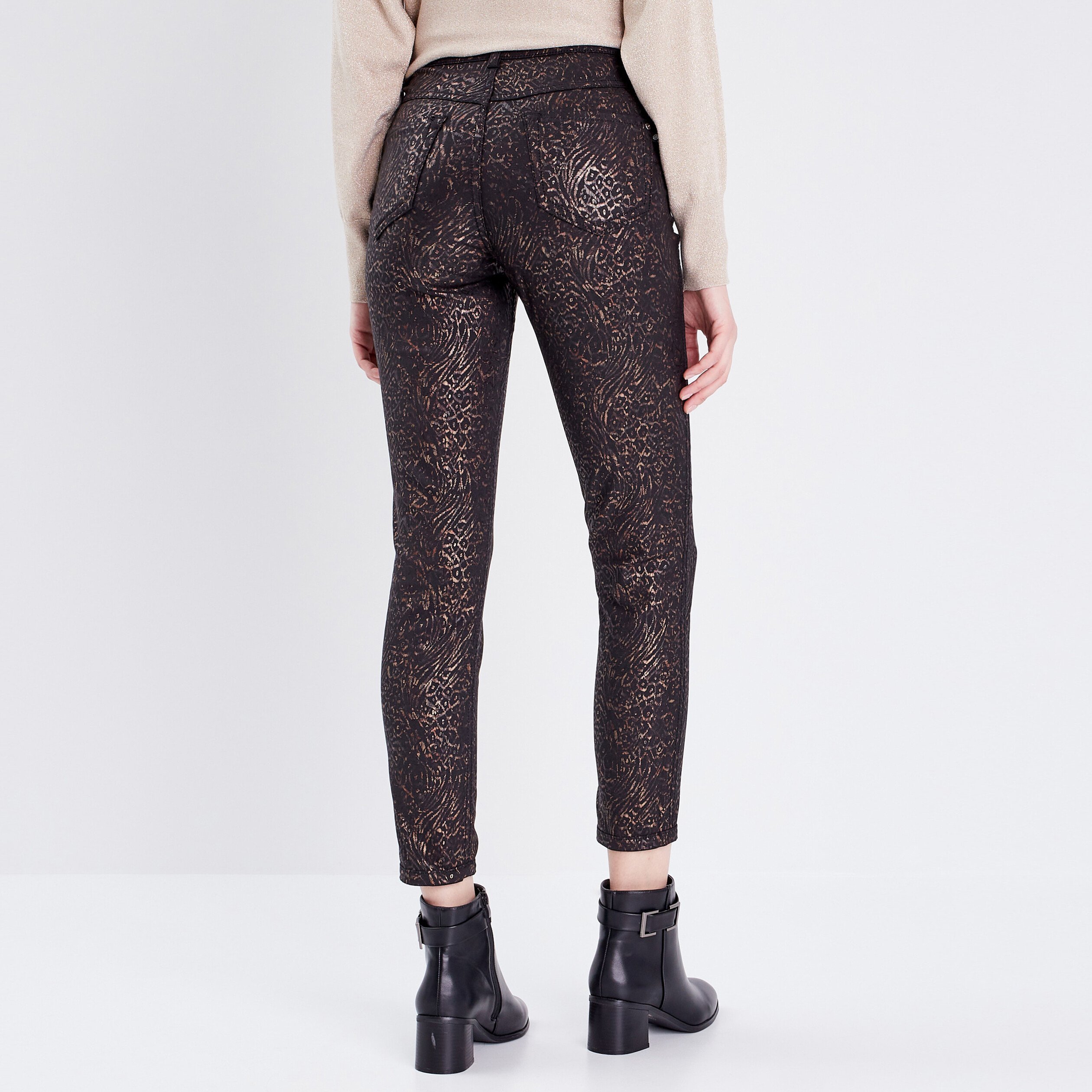 Pantalon ajusté réversible noir femme