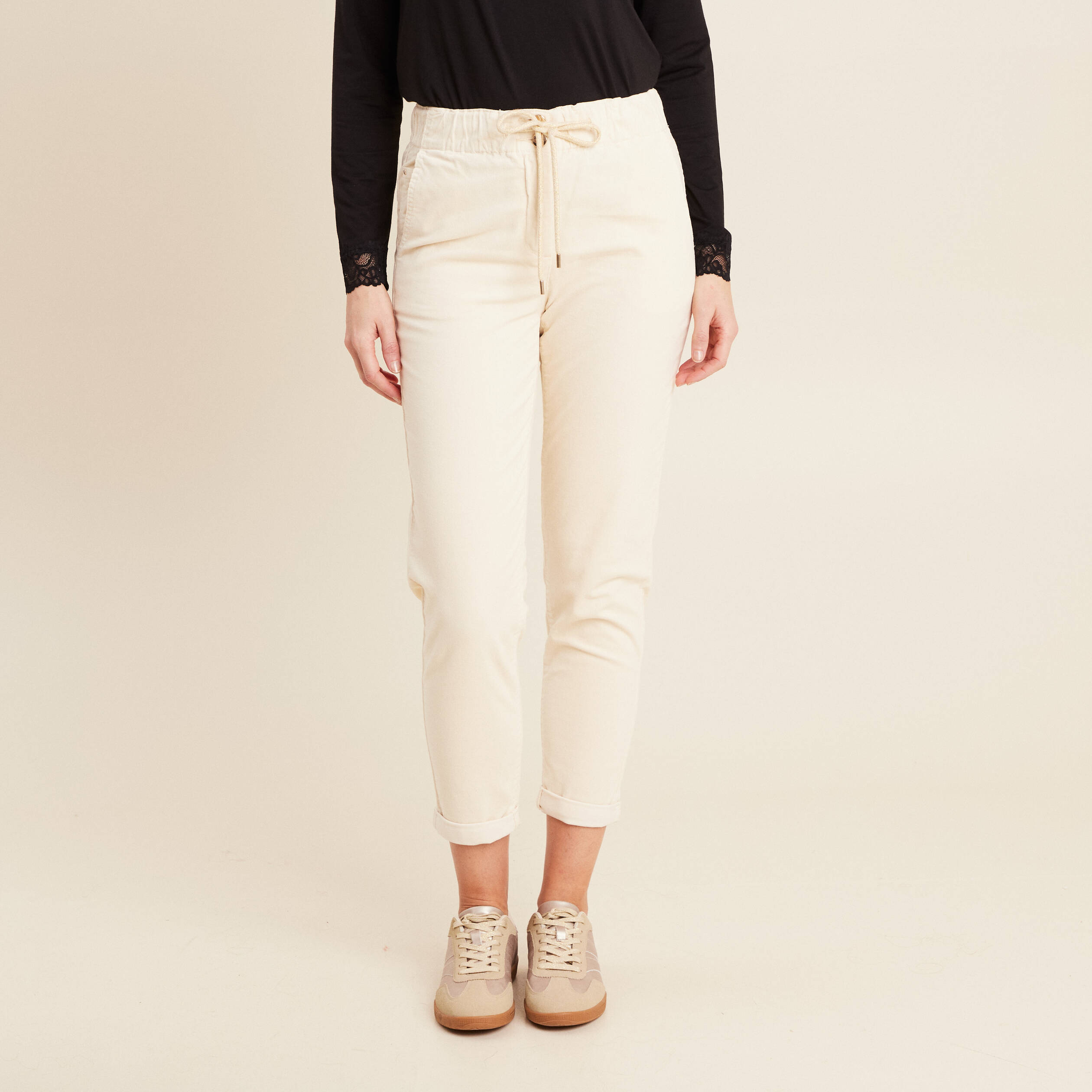 Pantalon jogging velours ivoire femme