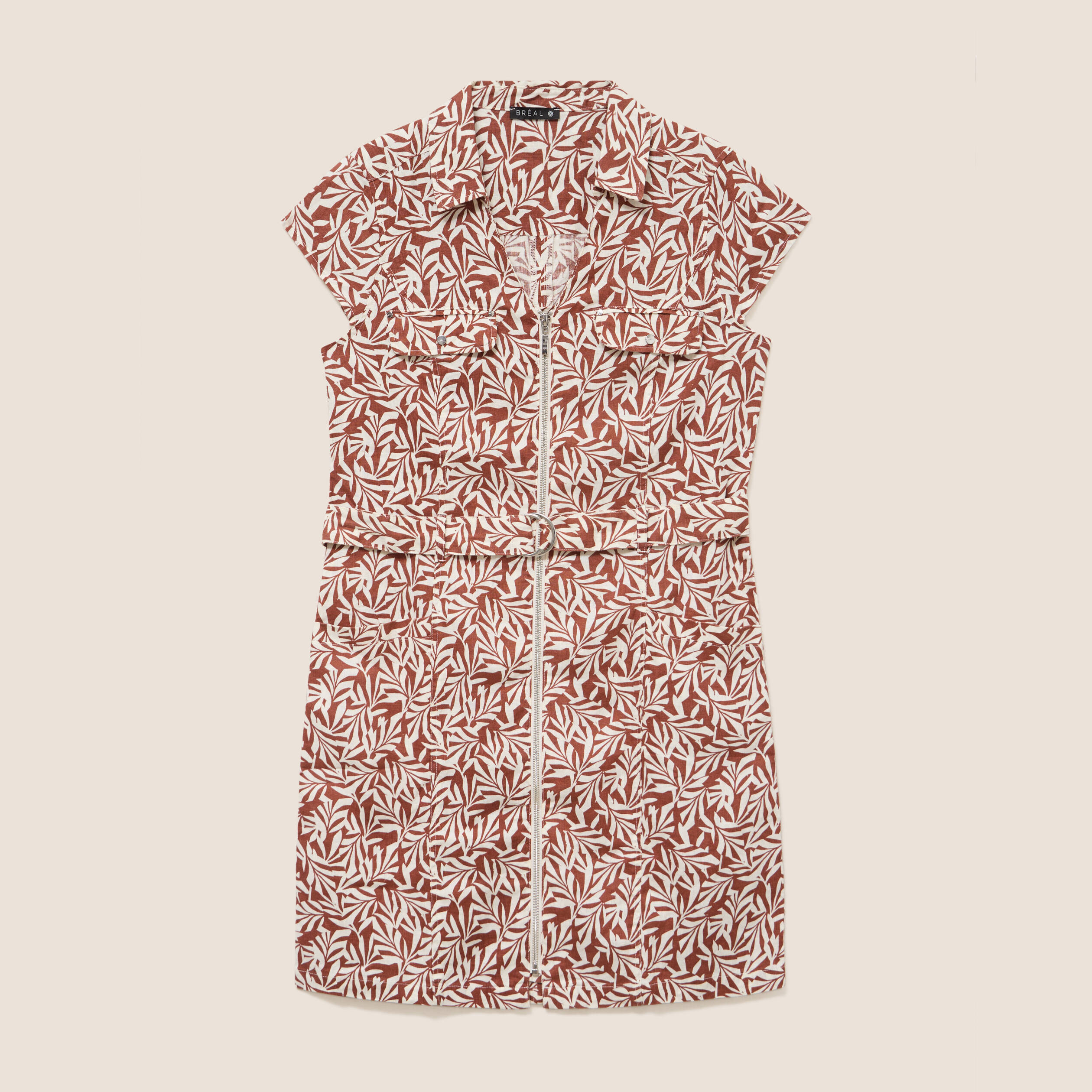 Robe droite zipp&eacute;e orange femme
