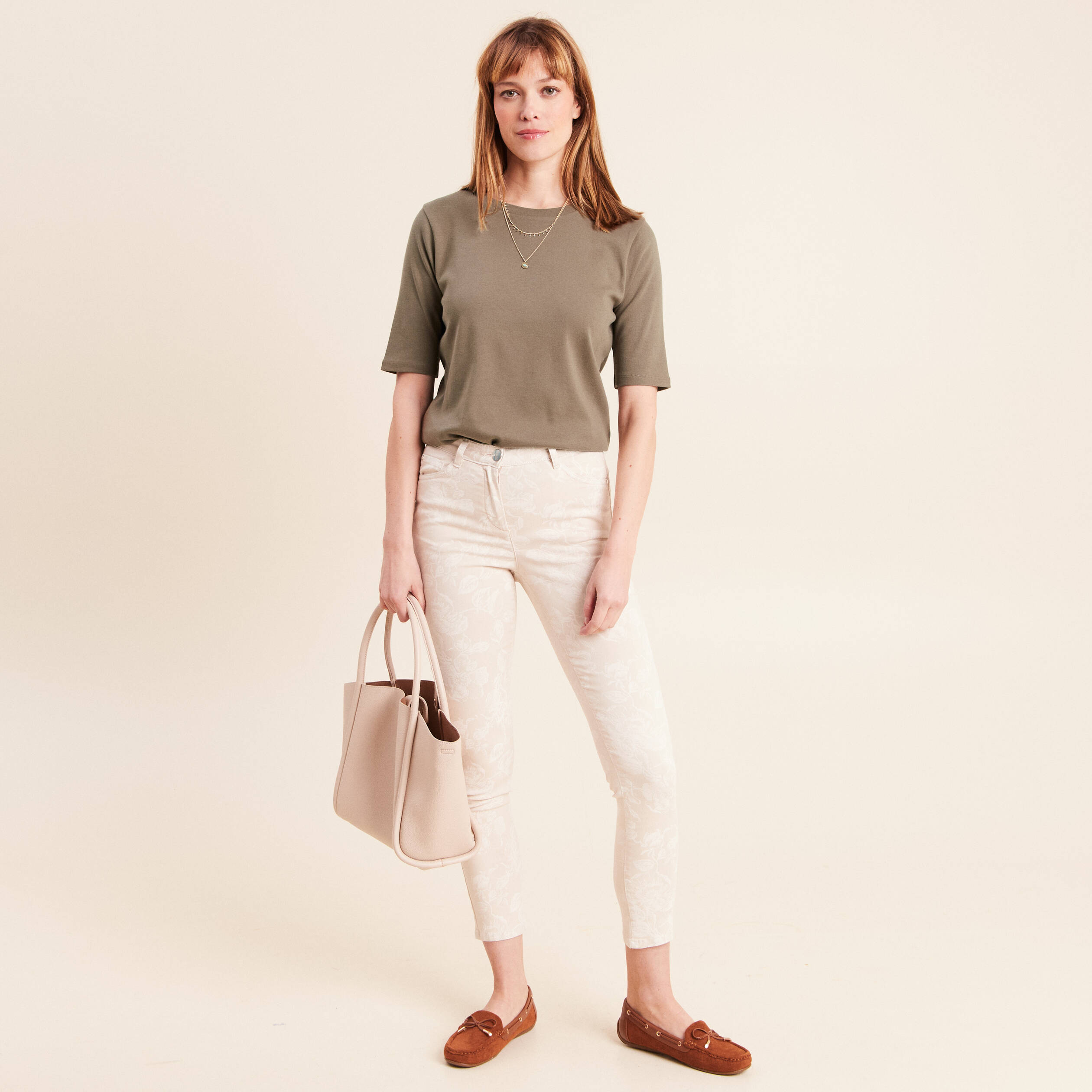 Pantalon magique Le L&eacute;ger coupe ajust&eacute;e beige femme