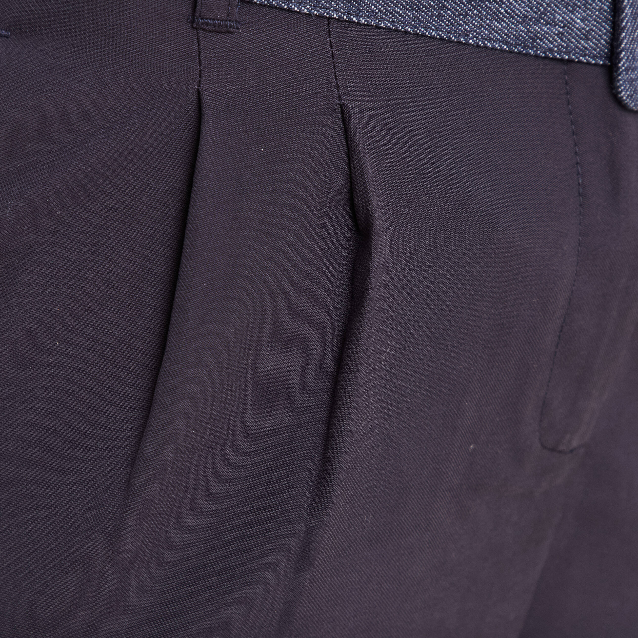 Pantalon large ceinturé bleu foncé femme