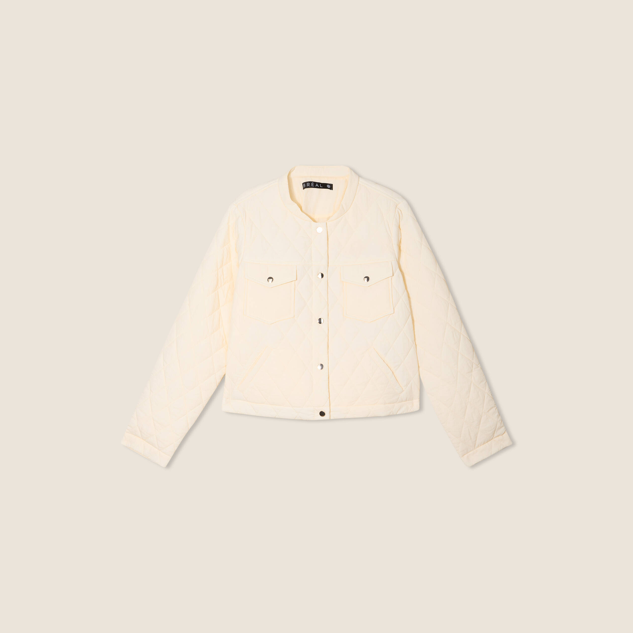 Veste matelassée boutonnée ecru femme