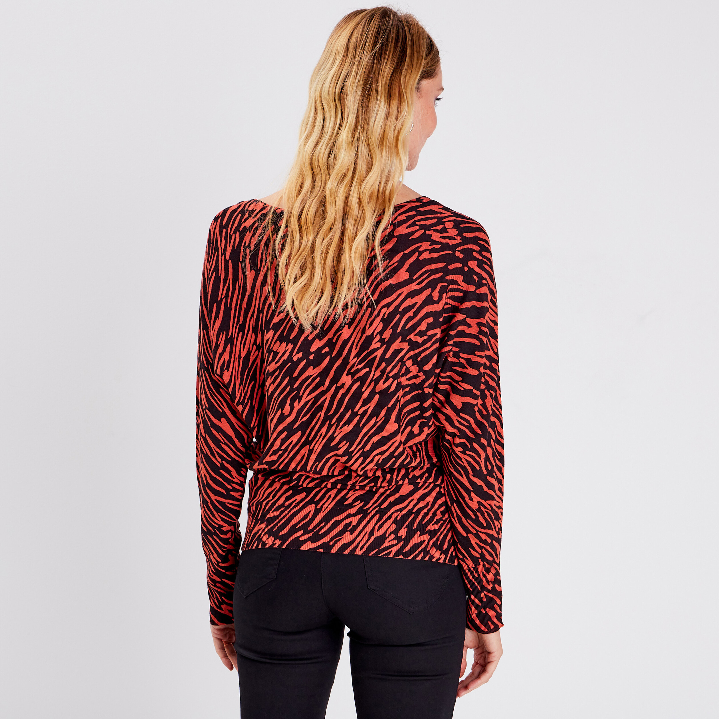Pull manches longues orange foncé femme