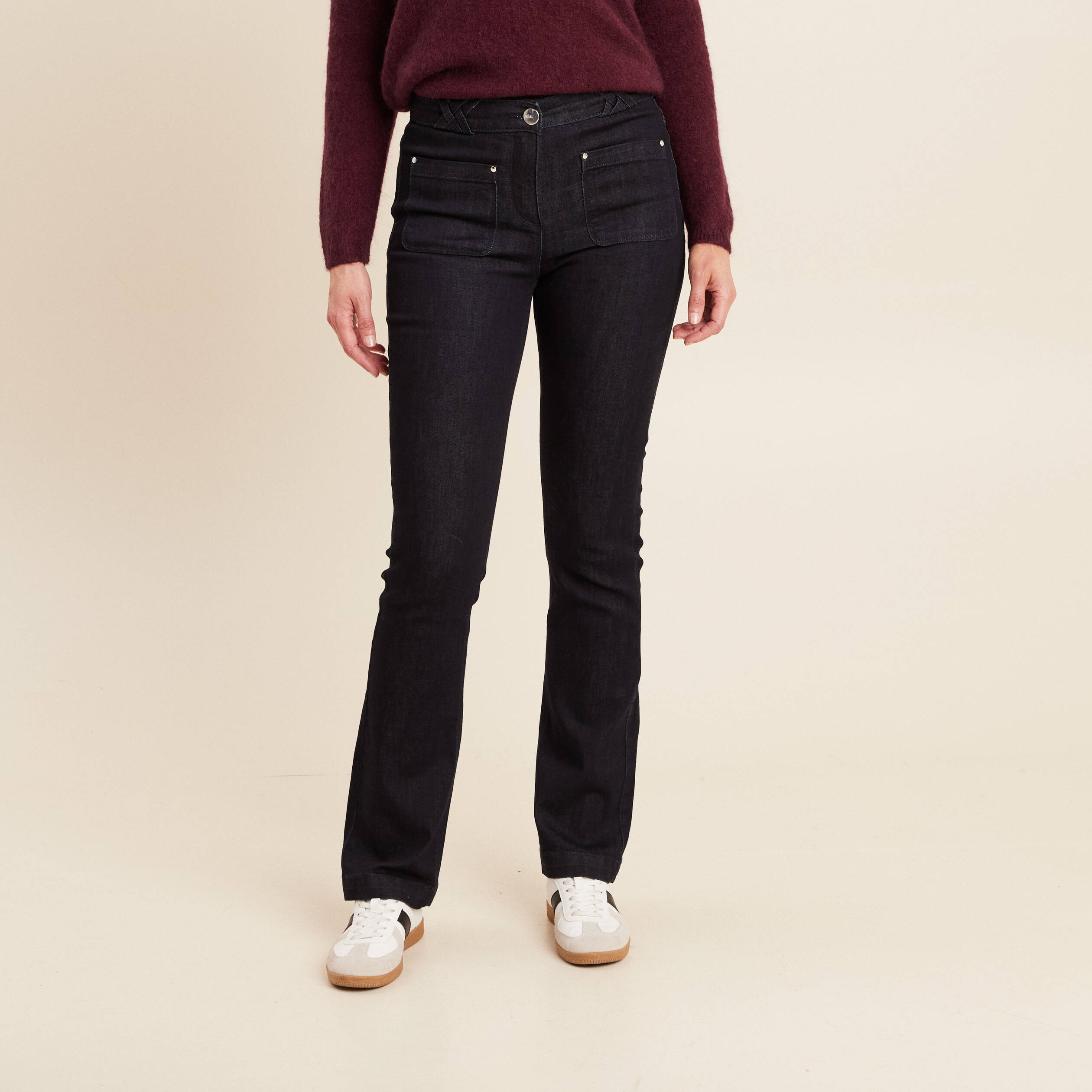 Jean bootcut taille standard denim brut femme