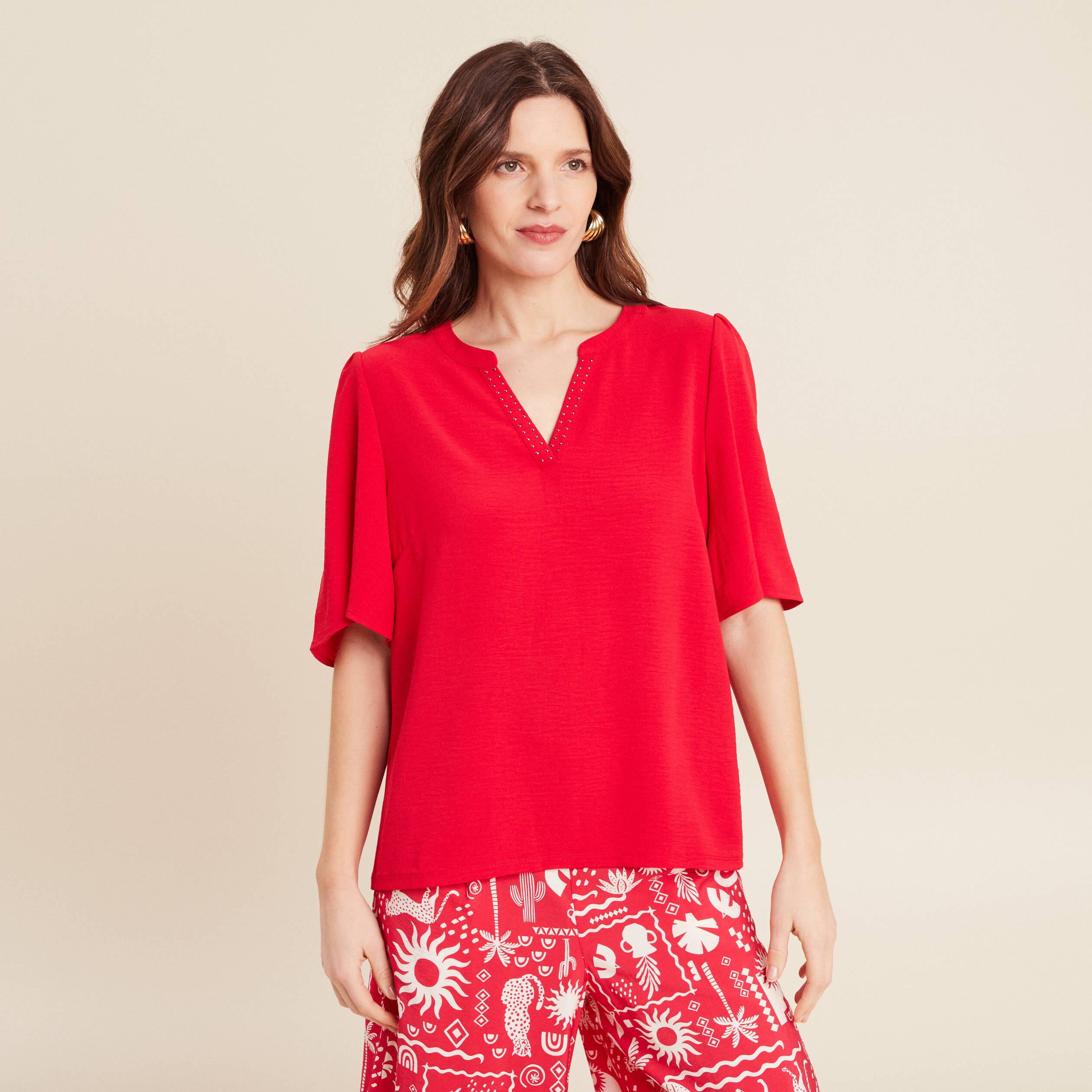 T-shirt manches courtes rouge femme