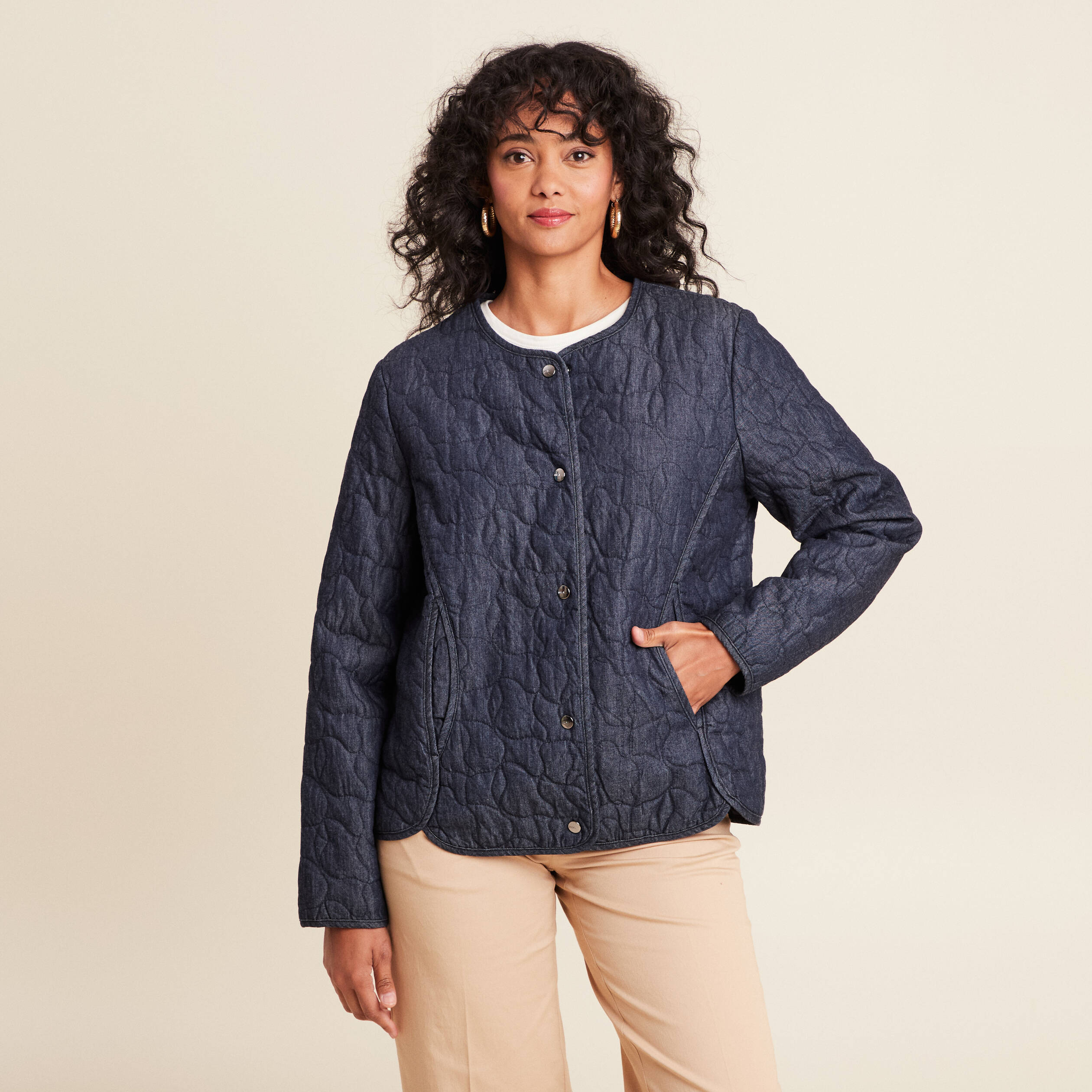 doudoune doublee sans col denim brut femme Doudoune doublée sans col denim brut femme
