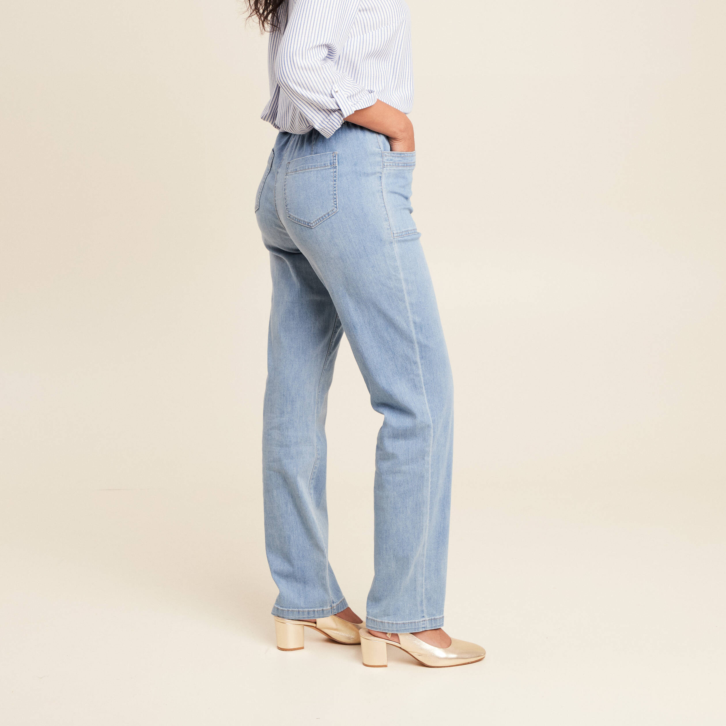 pantalon jogpant 78eme en coton denim double stone femme Pantalon jogpant 7/8ème en coton denim double stone femme