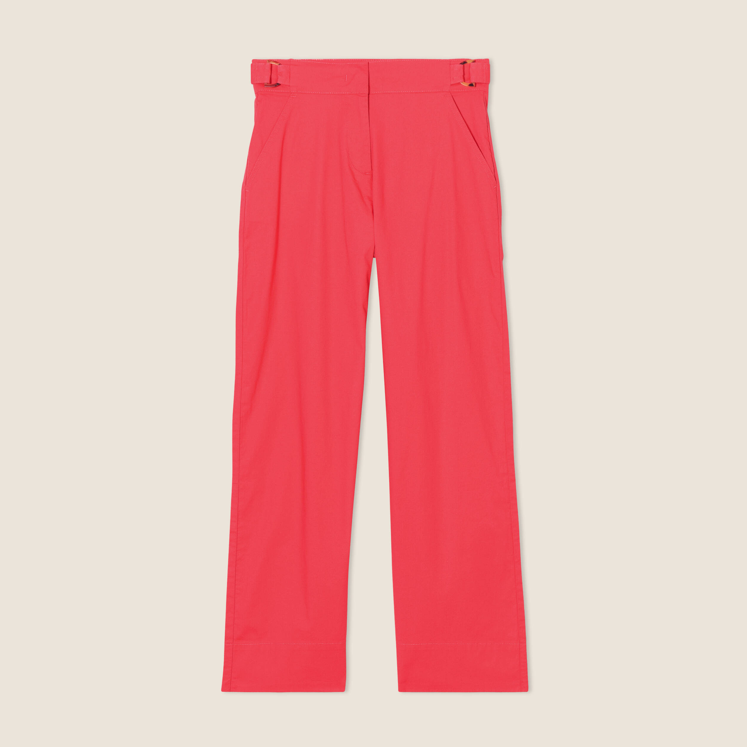 Pantalon flou ceintur&eacute; 7/8&egrave;me rose cerise femme