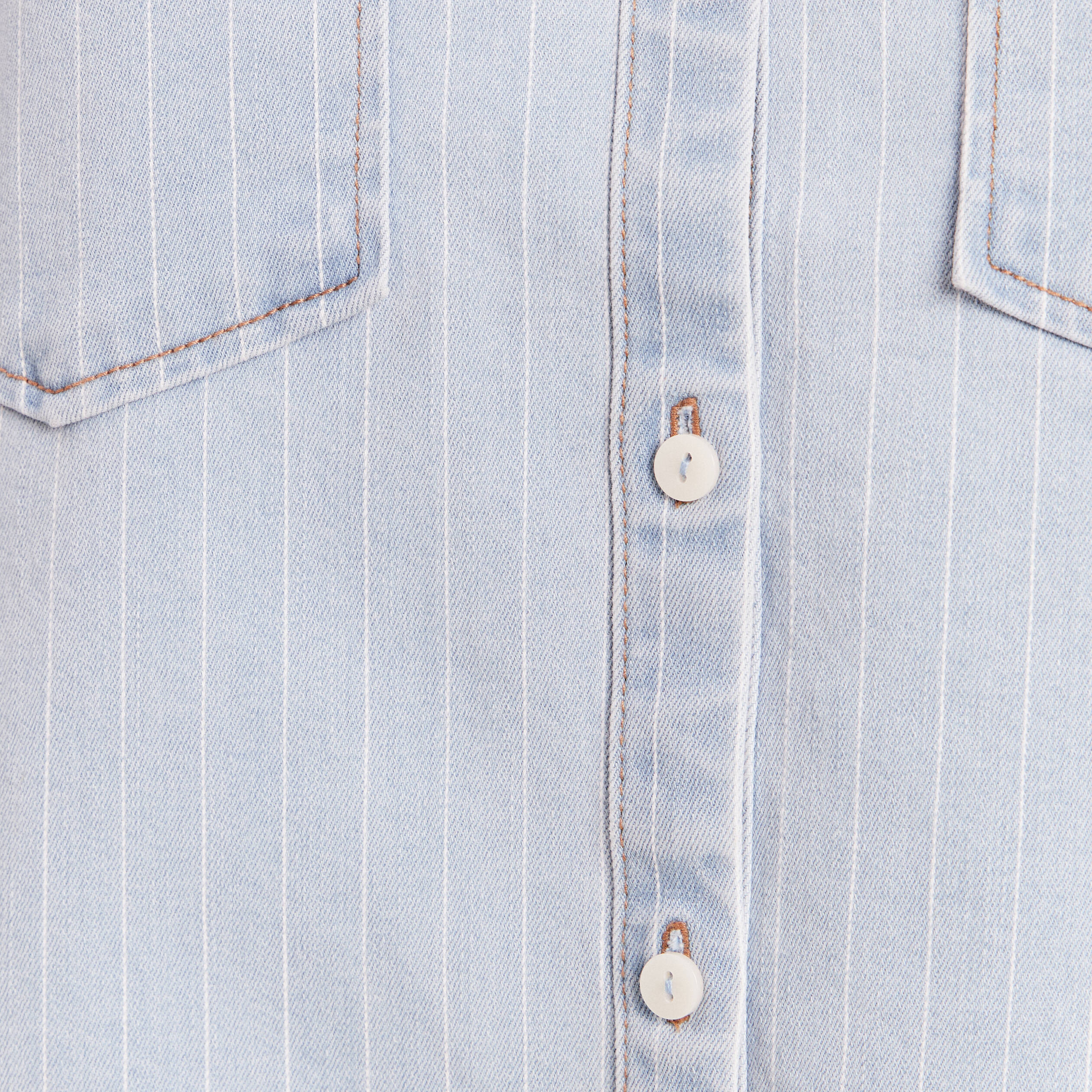 Chemise jean col chemise manches 3/4 blanc femme