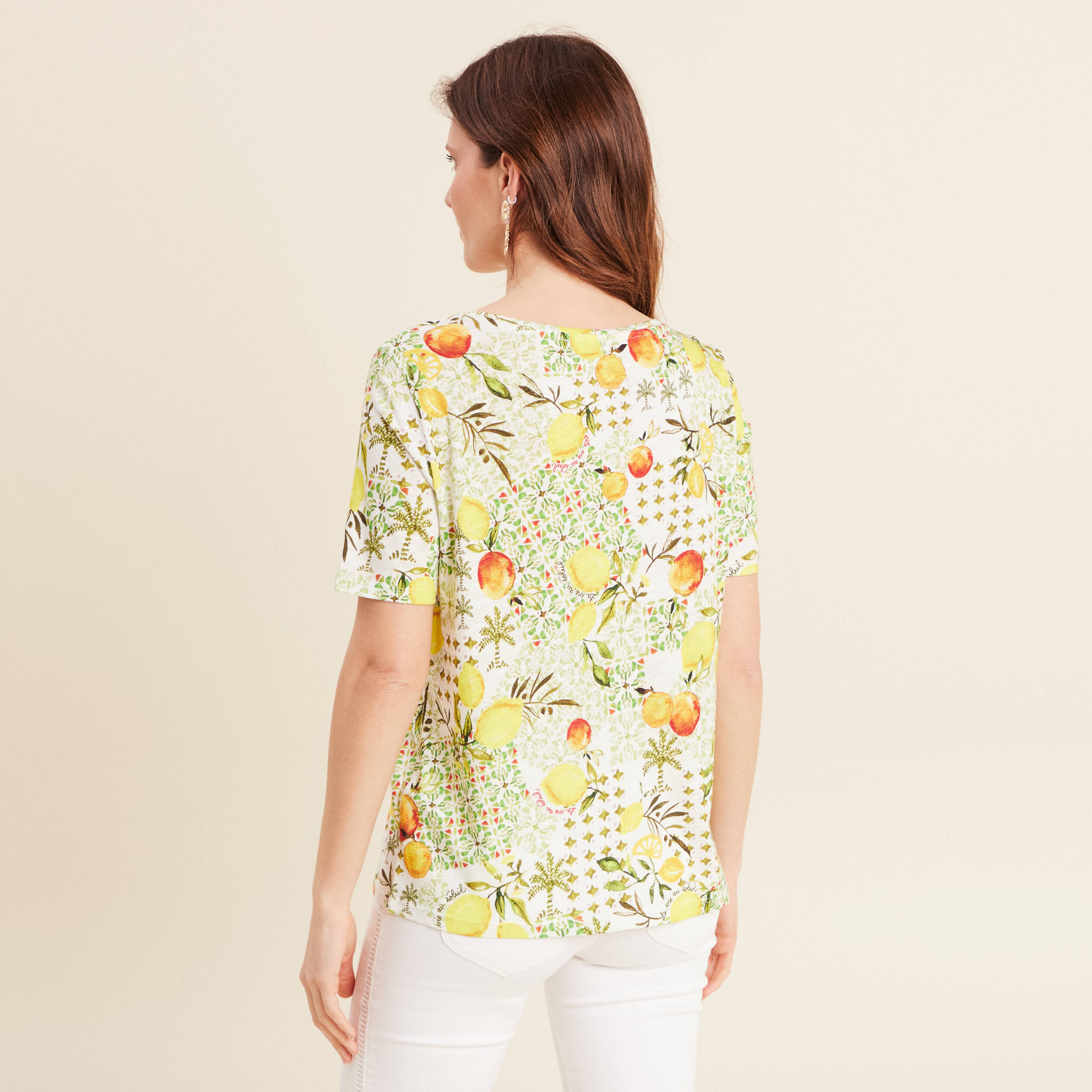 T-shirt manches courtes jaune citron femme