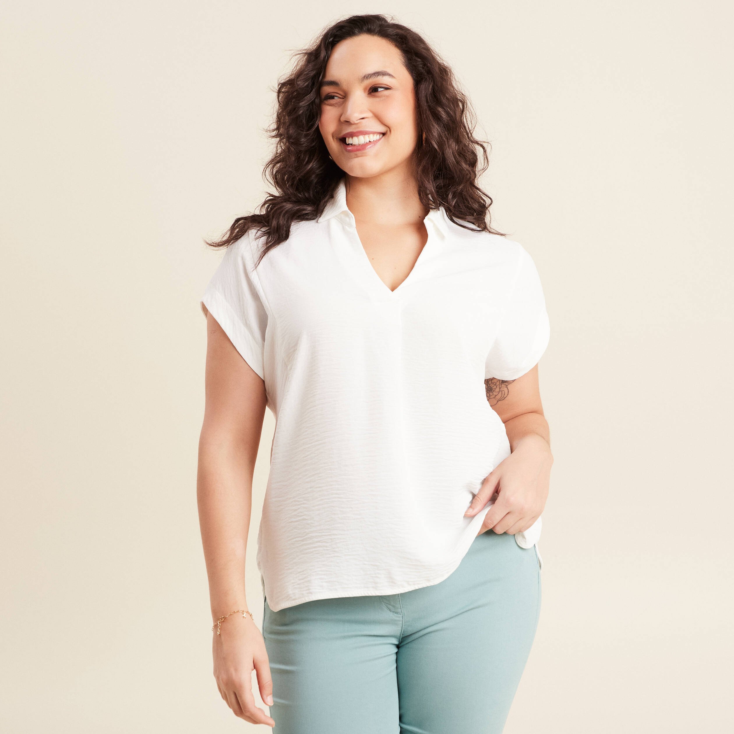 blouse manches courtes ecru femme Blouse manches courtes ecru femme