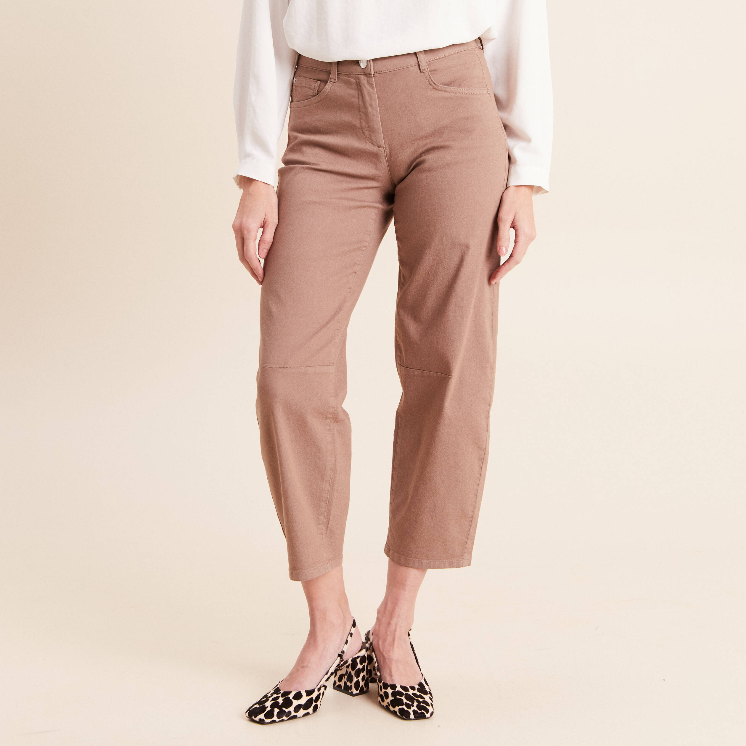 Pantalon magique Le L&eacute;ger coupe barrel taupe femme