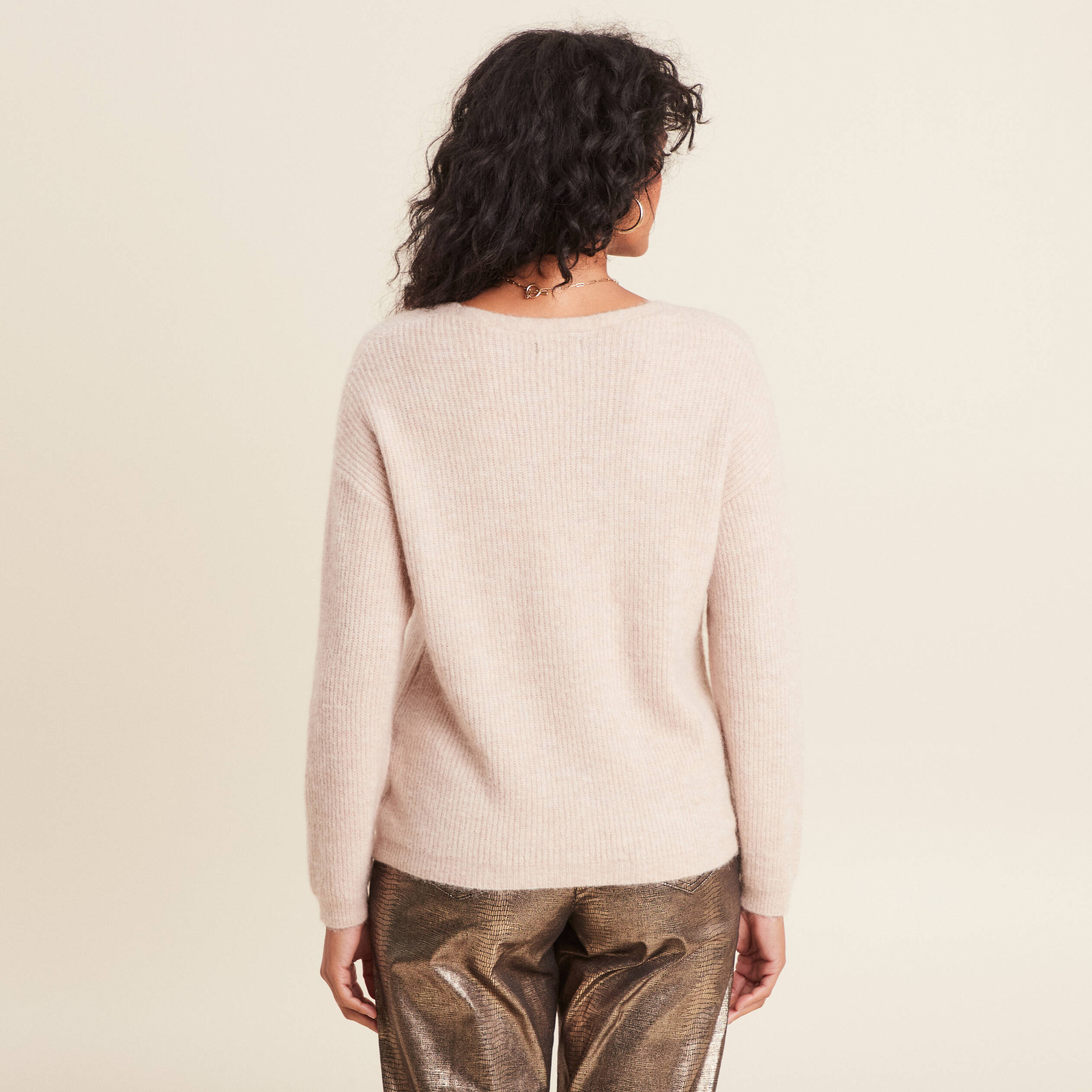 Gilet manches longues beige femme