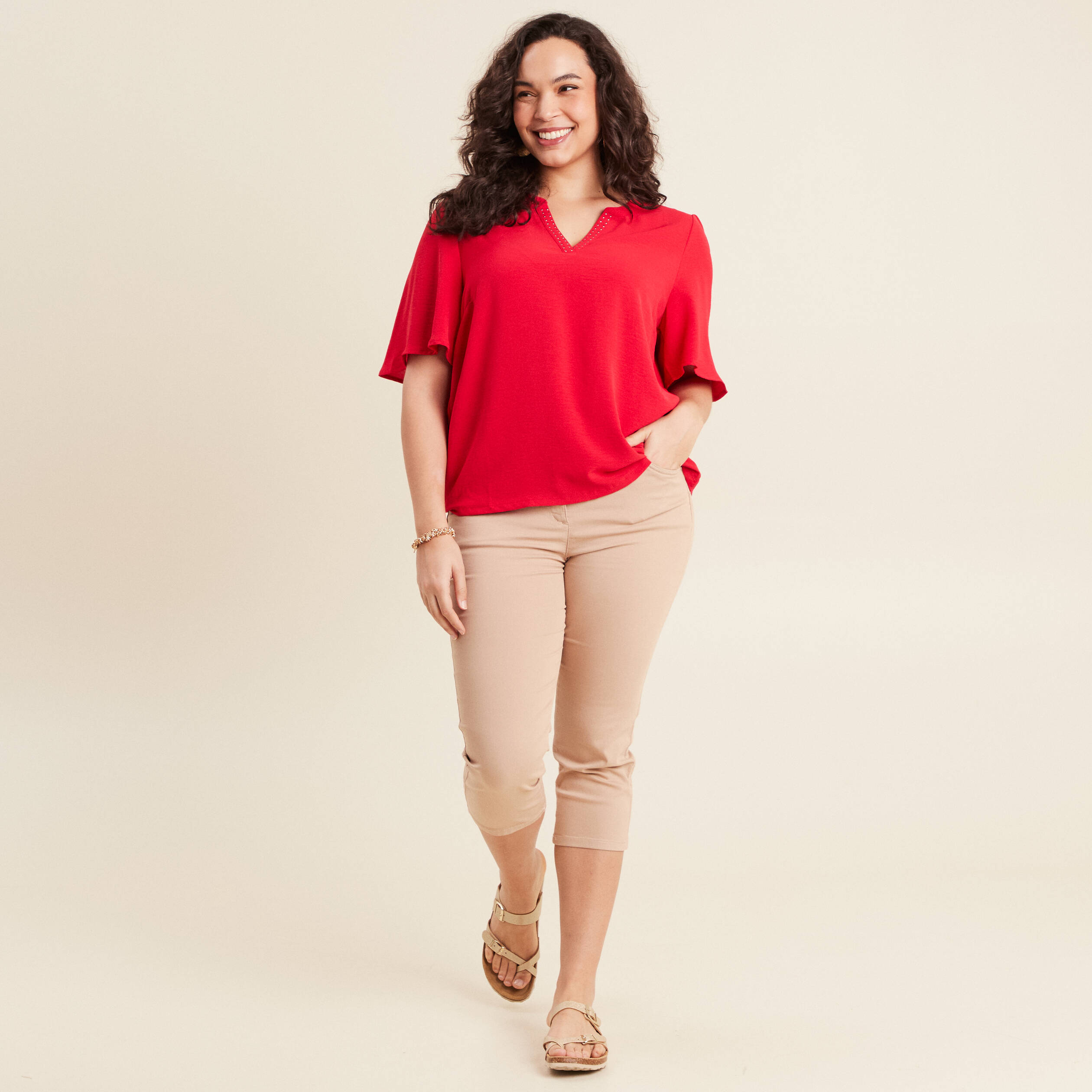 T-shirt manches courtes rouge femme