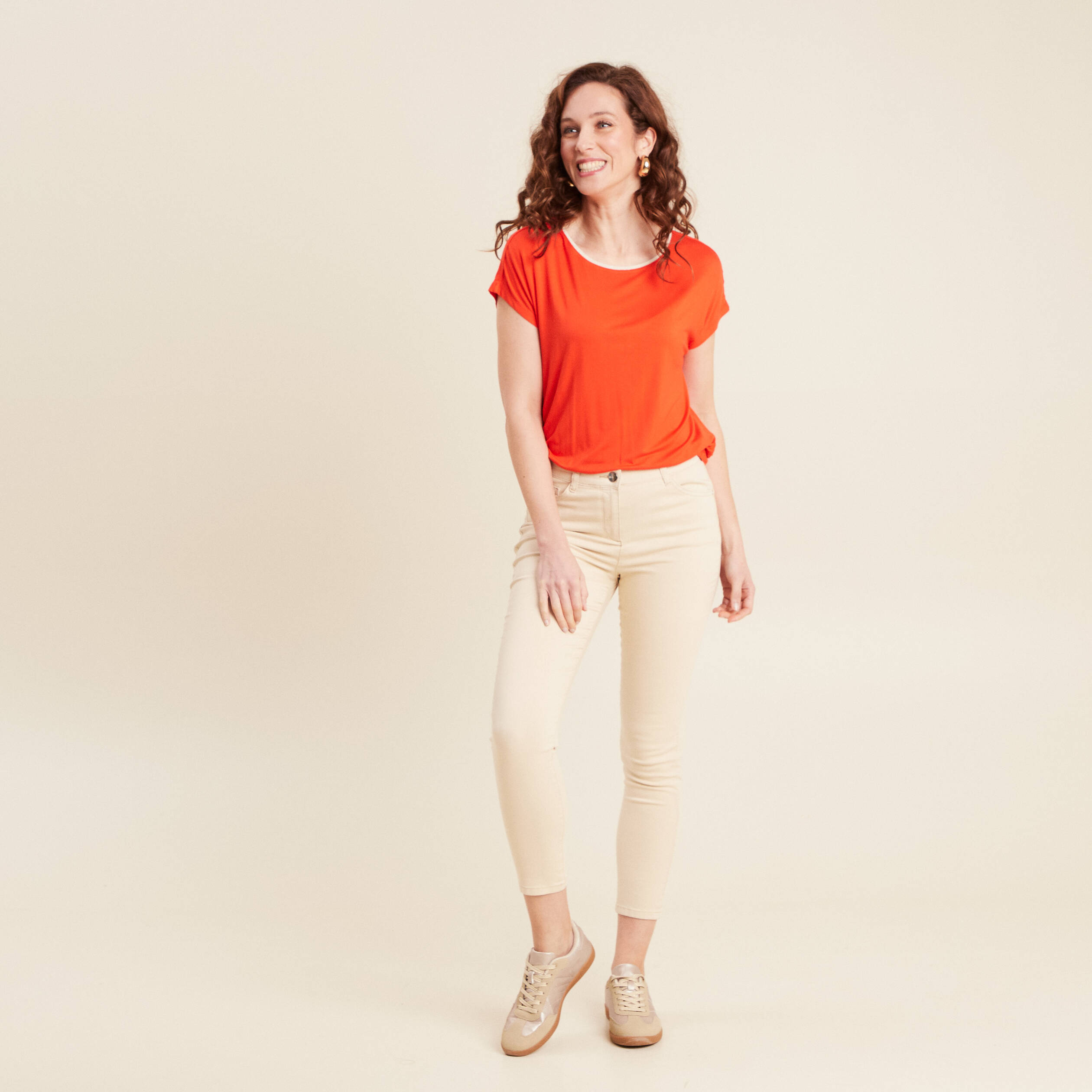 T-shirt manches courtes orange foncé femme