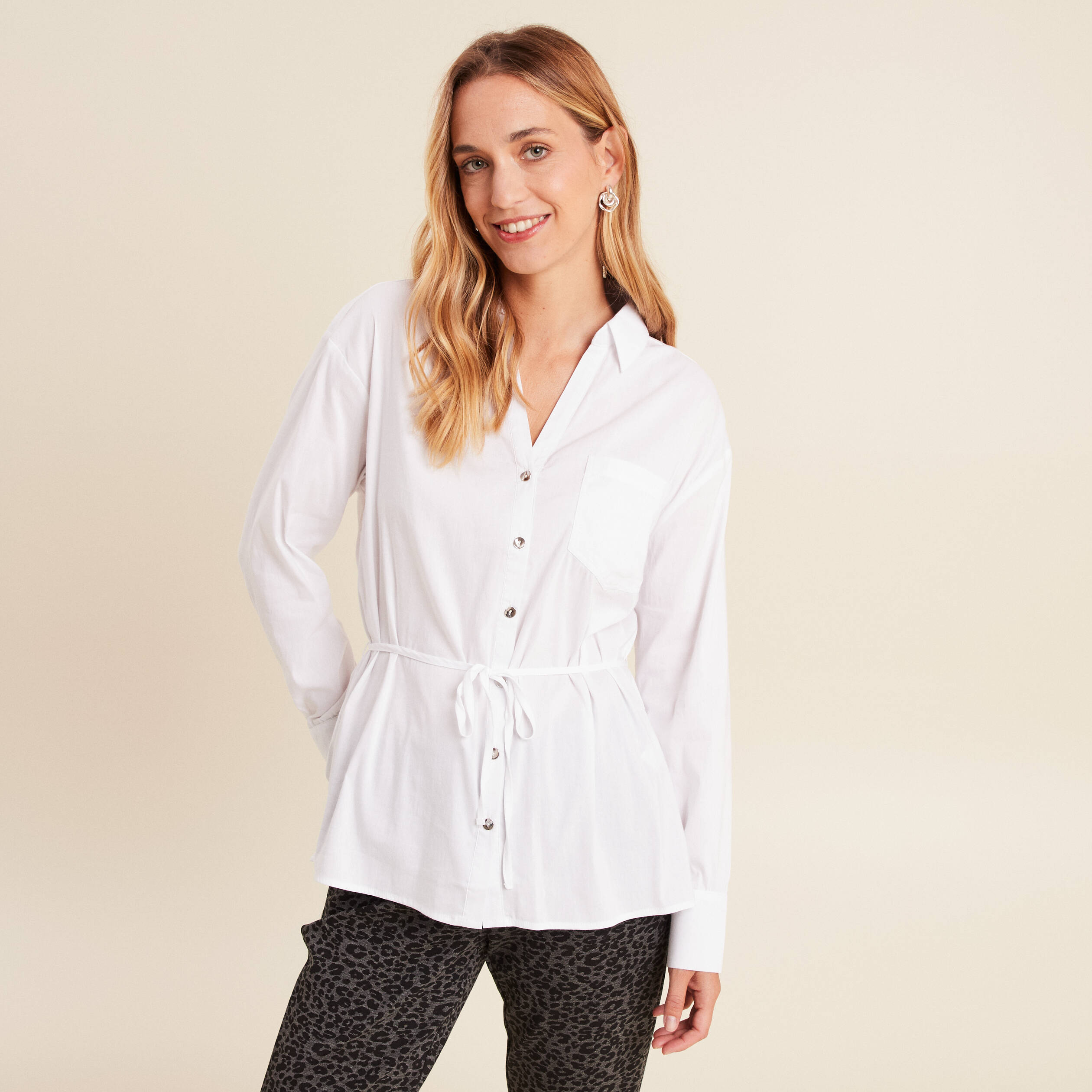 Coton Chemise Tunique Long Femme Tunique Droite Longue Col Chemise