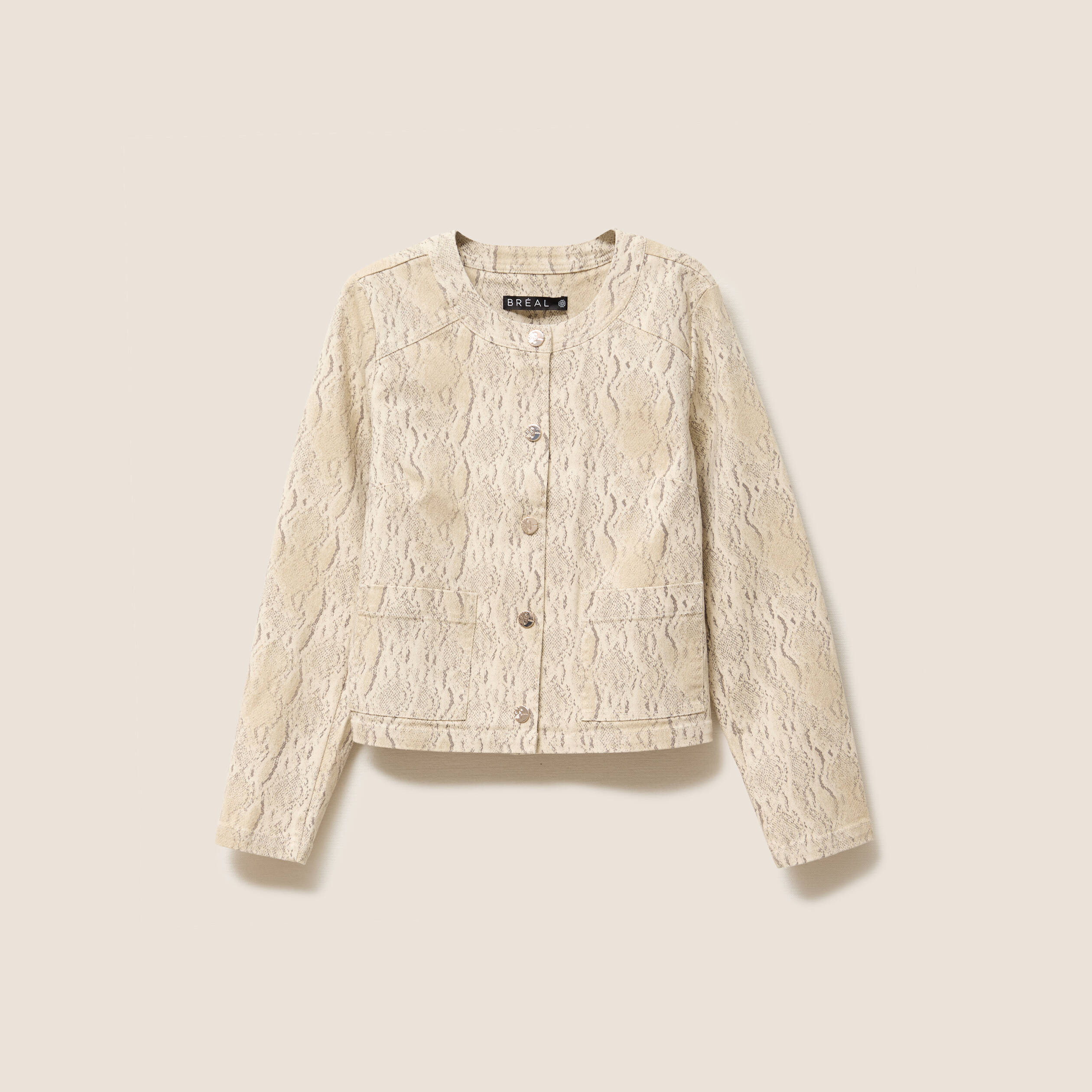 veste sans col beige femme Bréal