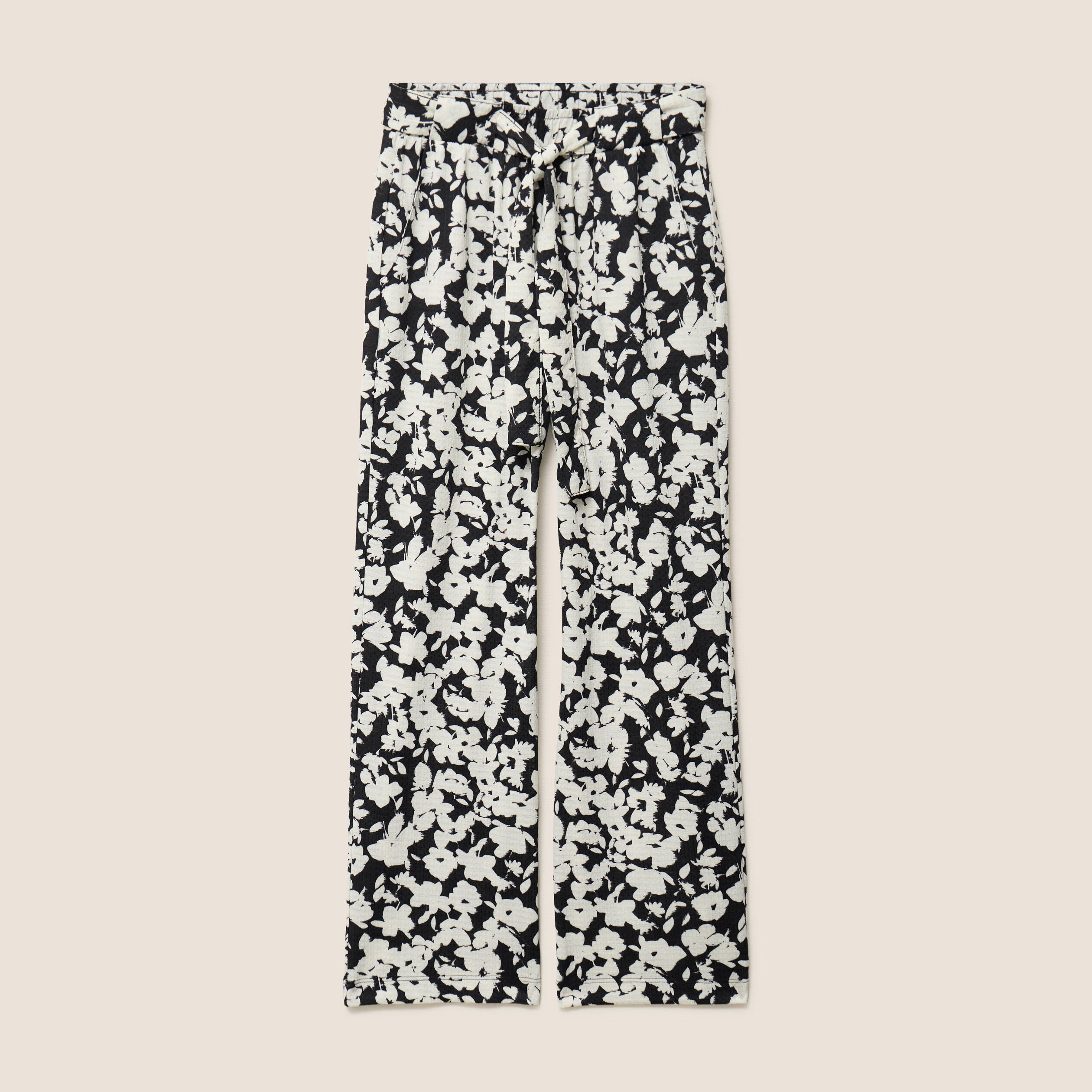 Pantalon coupe large 7/8&egrave;me taille haute noir femme