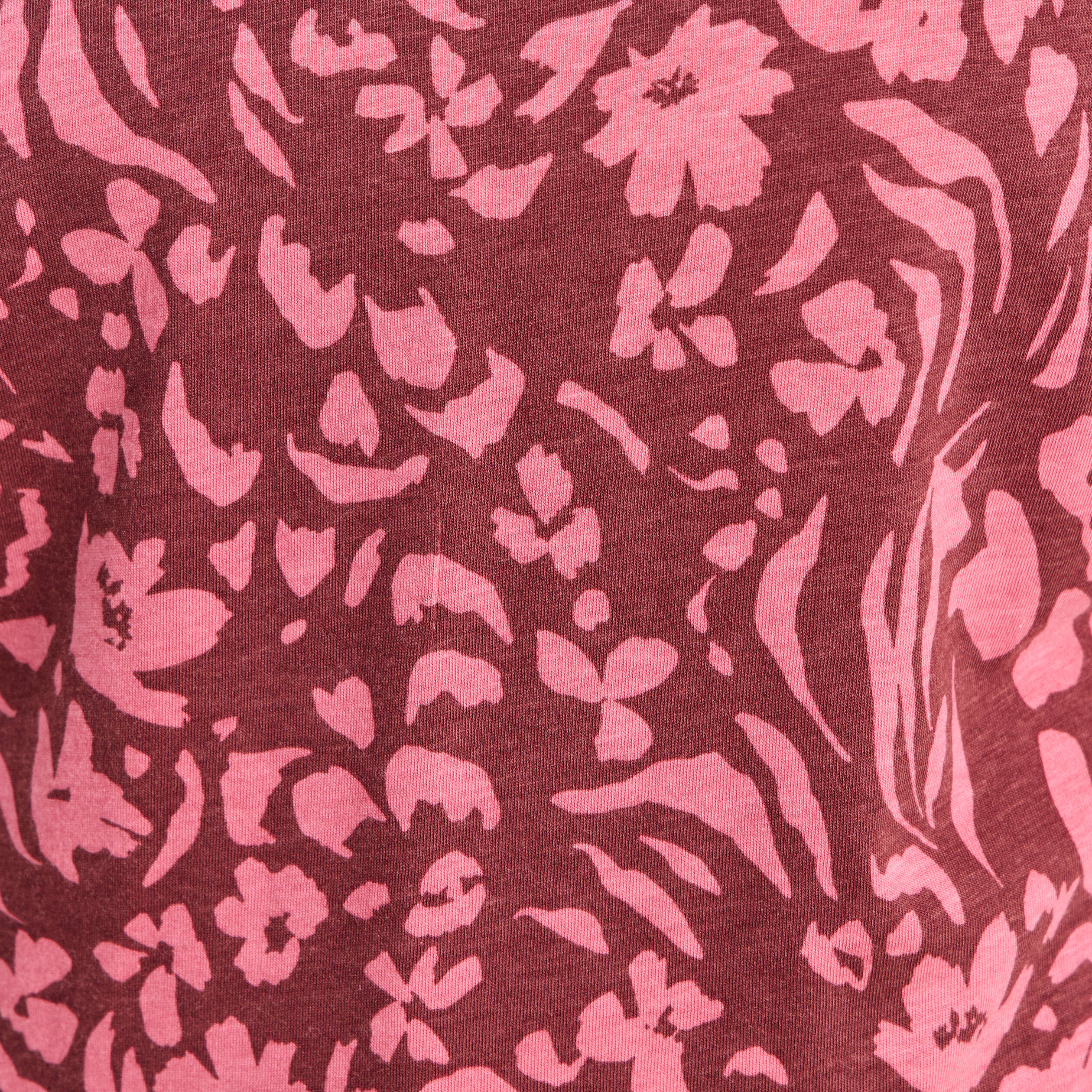 T-shirt col V manches courtes rose femme