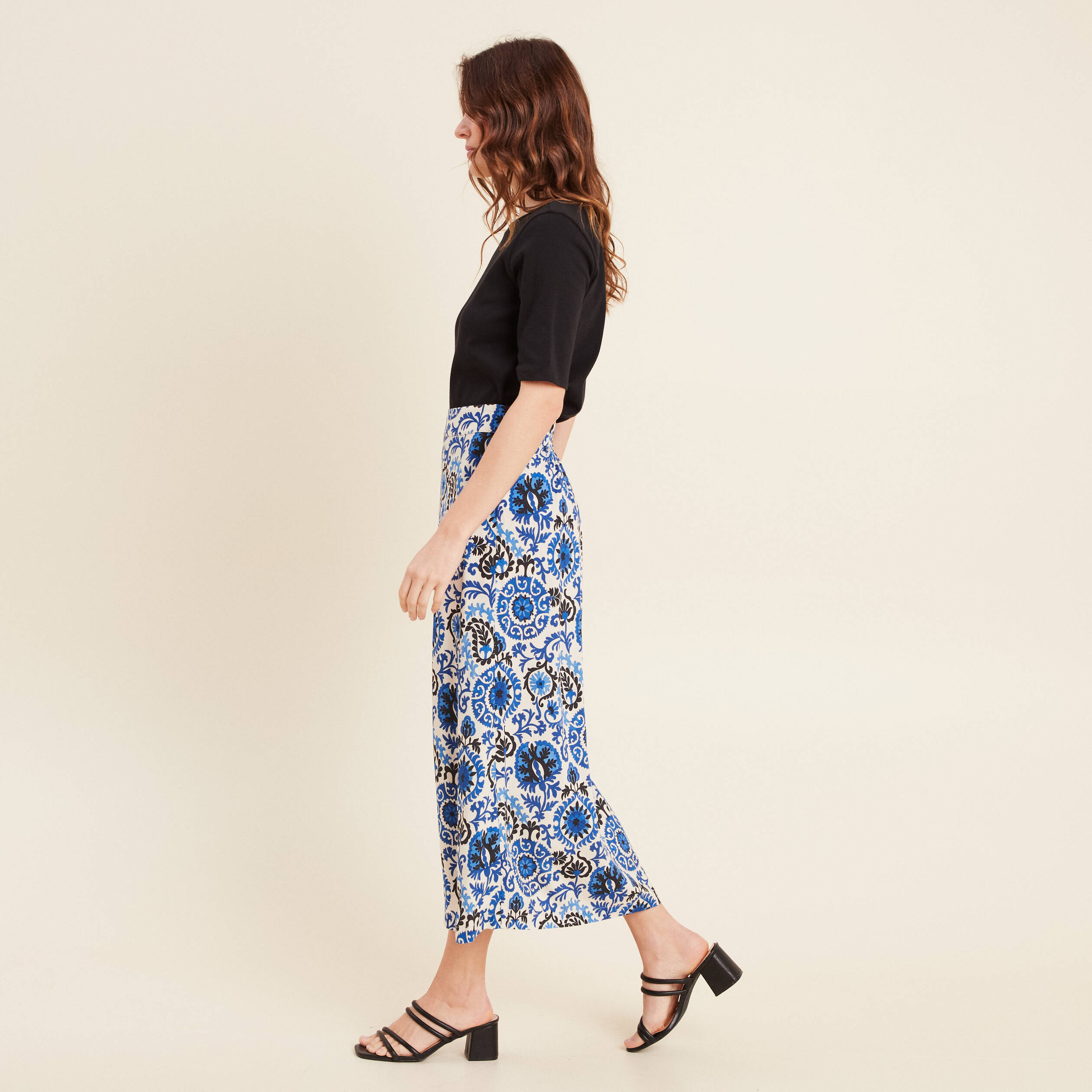 Jupe fluide taille standard bleu femme