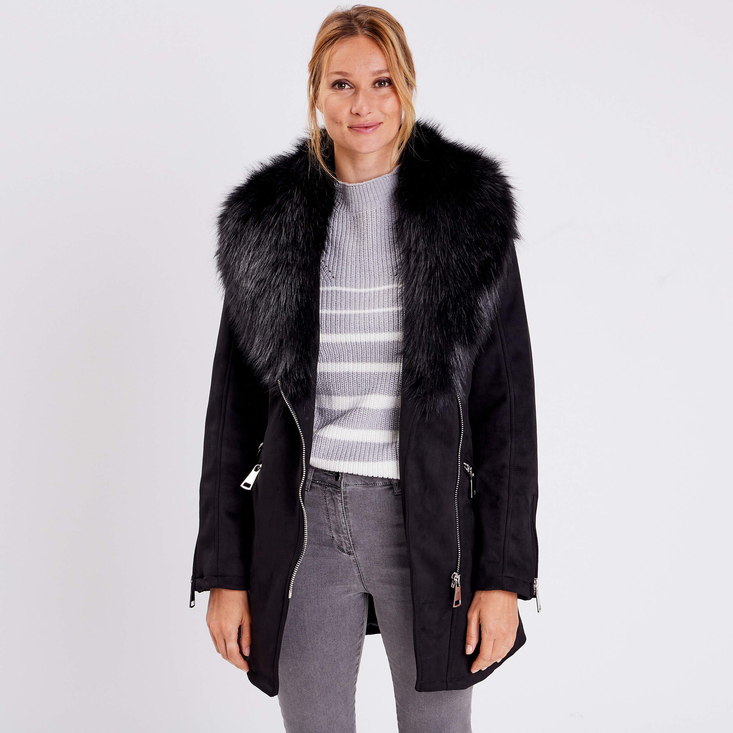 Veste fourrure noir online