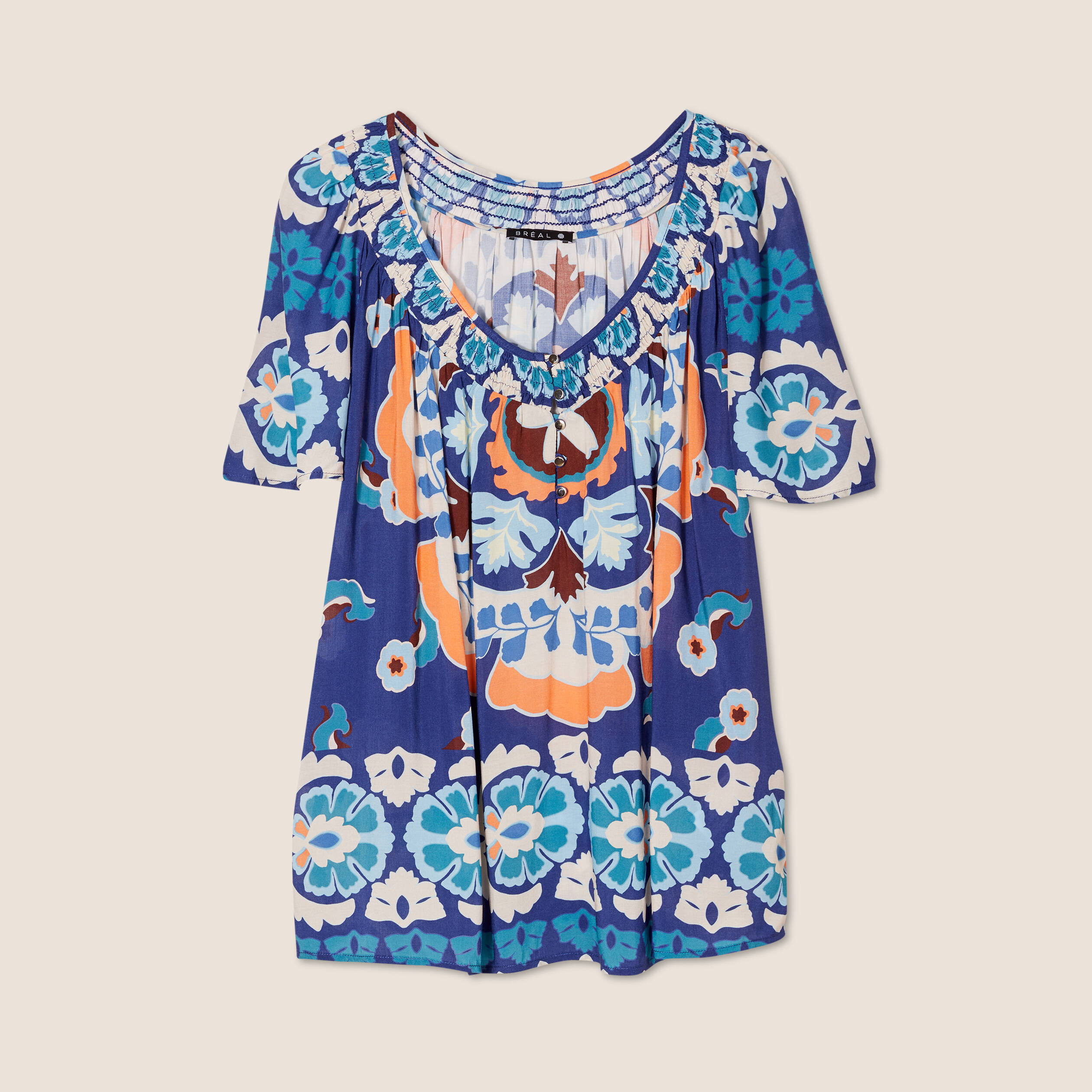 Blouse manches courtes bleu femme