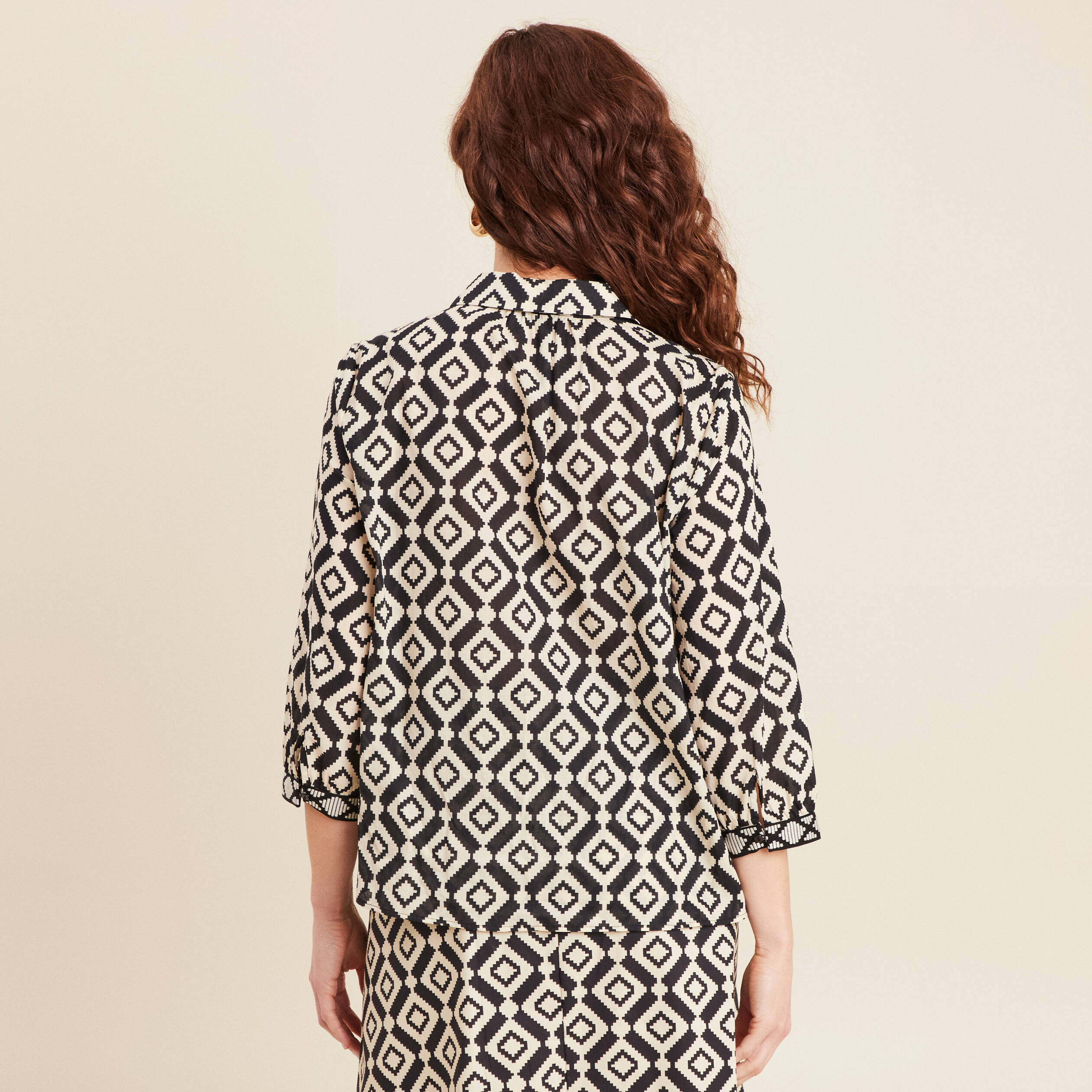 Chemise manches 3/4 noir femme