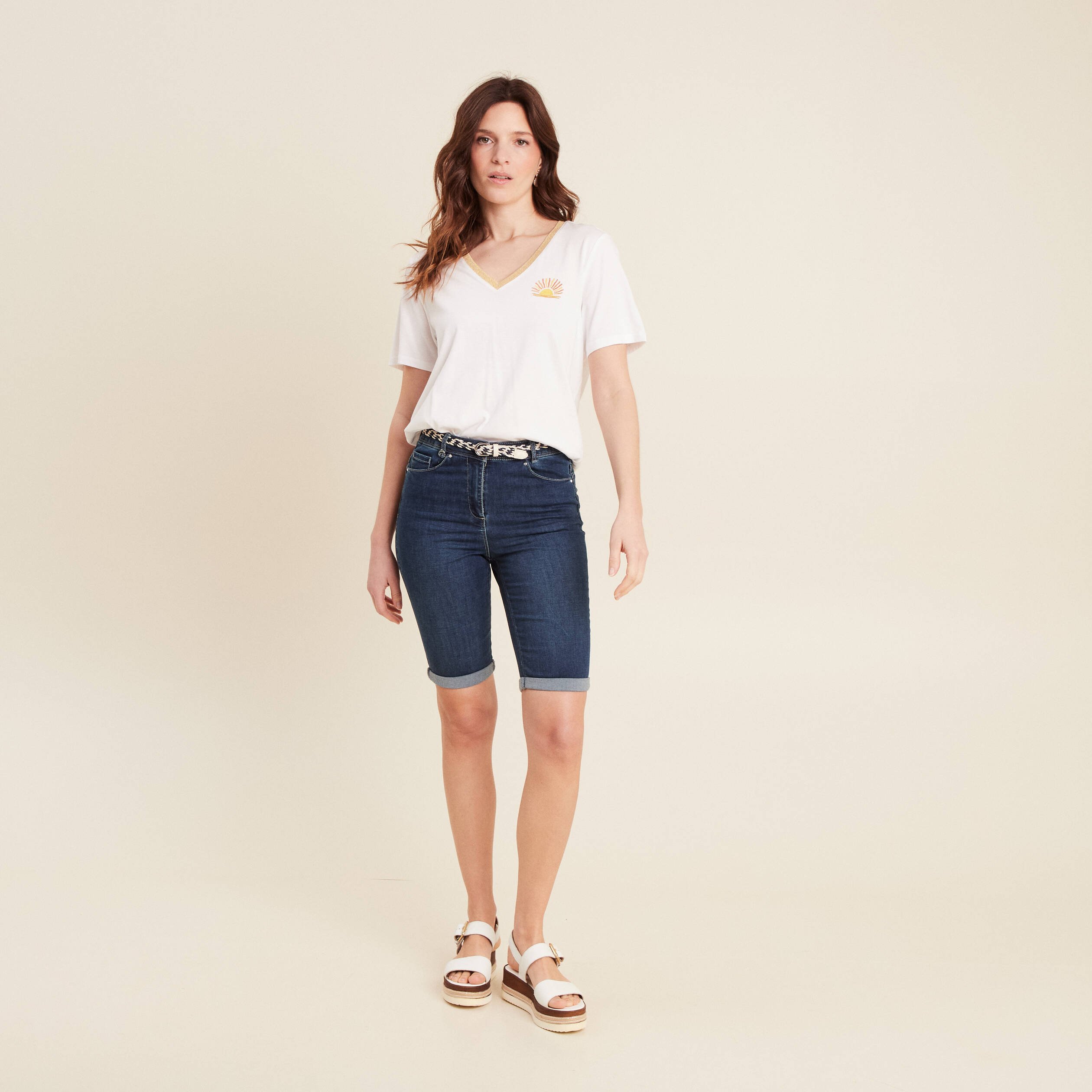 T-shirt manches courtes blanc femme