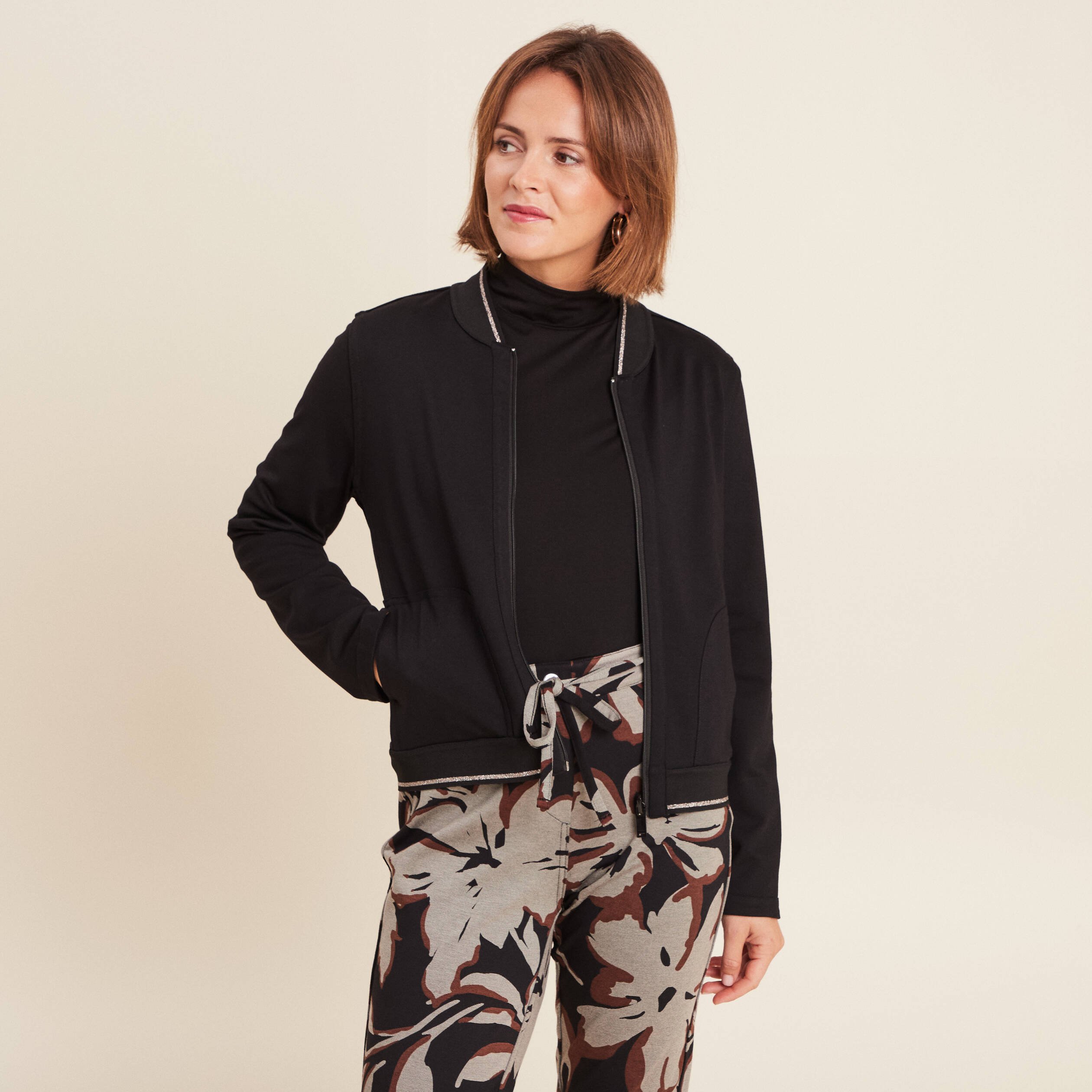 Blouson zippé réversible marron clair femme