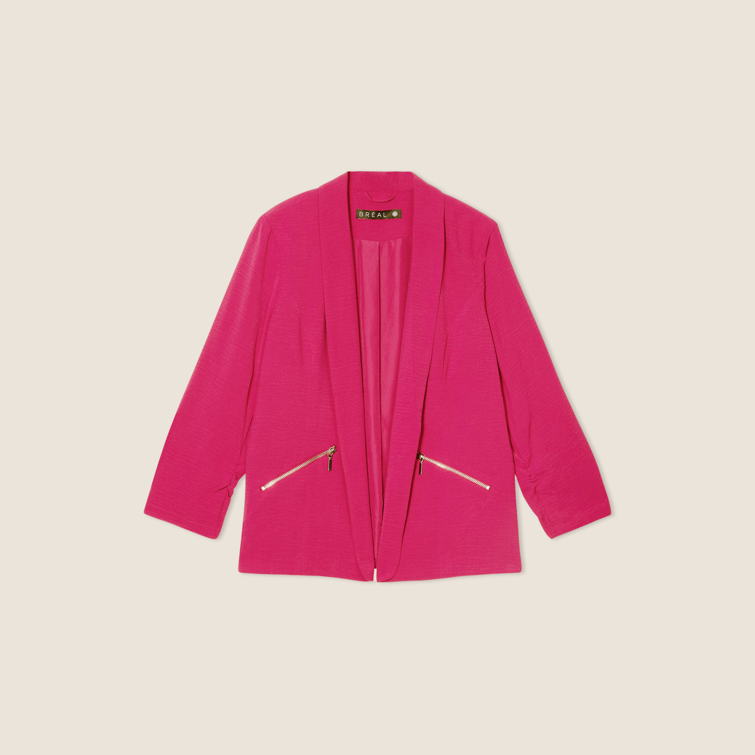 Veste fluide col châle rose fushia femme