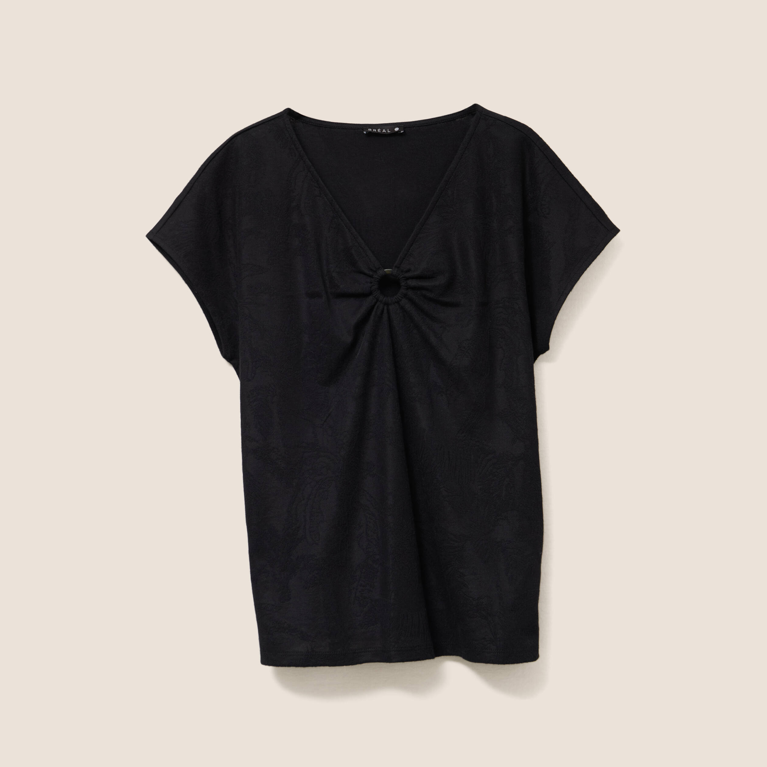 top col v manches courtes noir femme Top col V manches courtes noir femme
