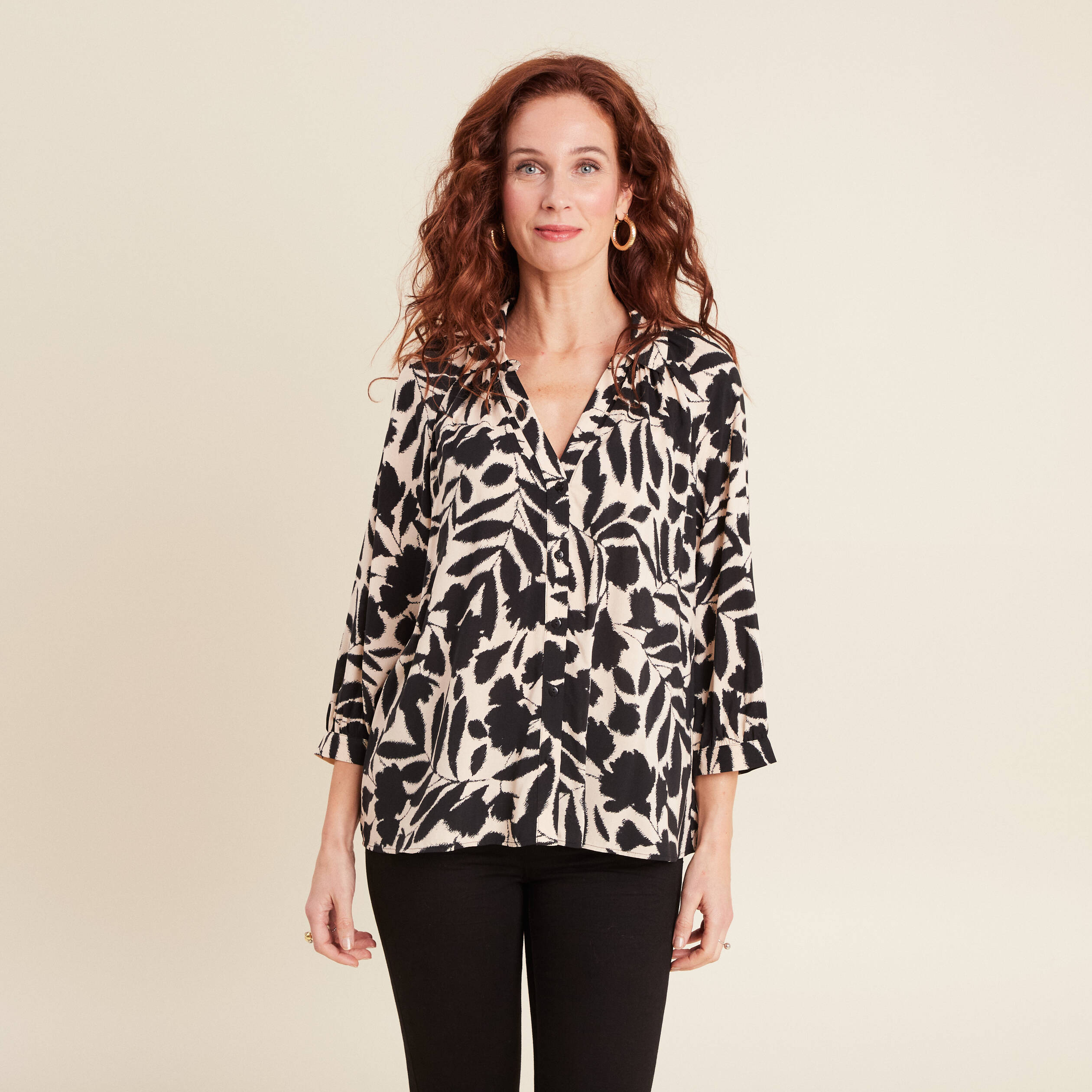 chemise manches 34 noir femme Chemise manches 3/4 noir femme