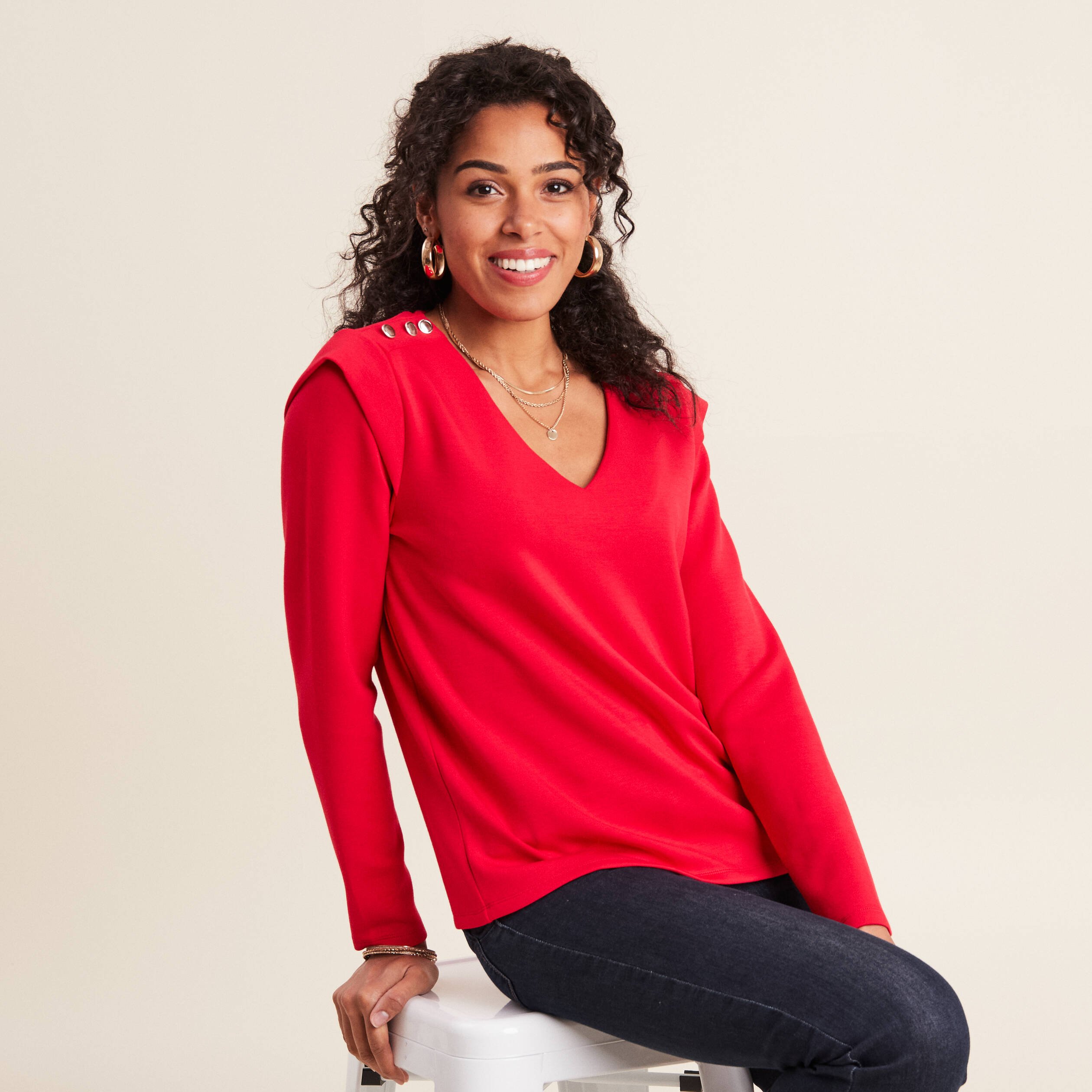 T-shirt manches longues rose cerise femme