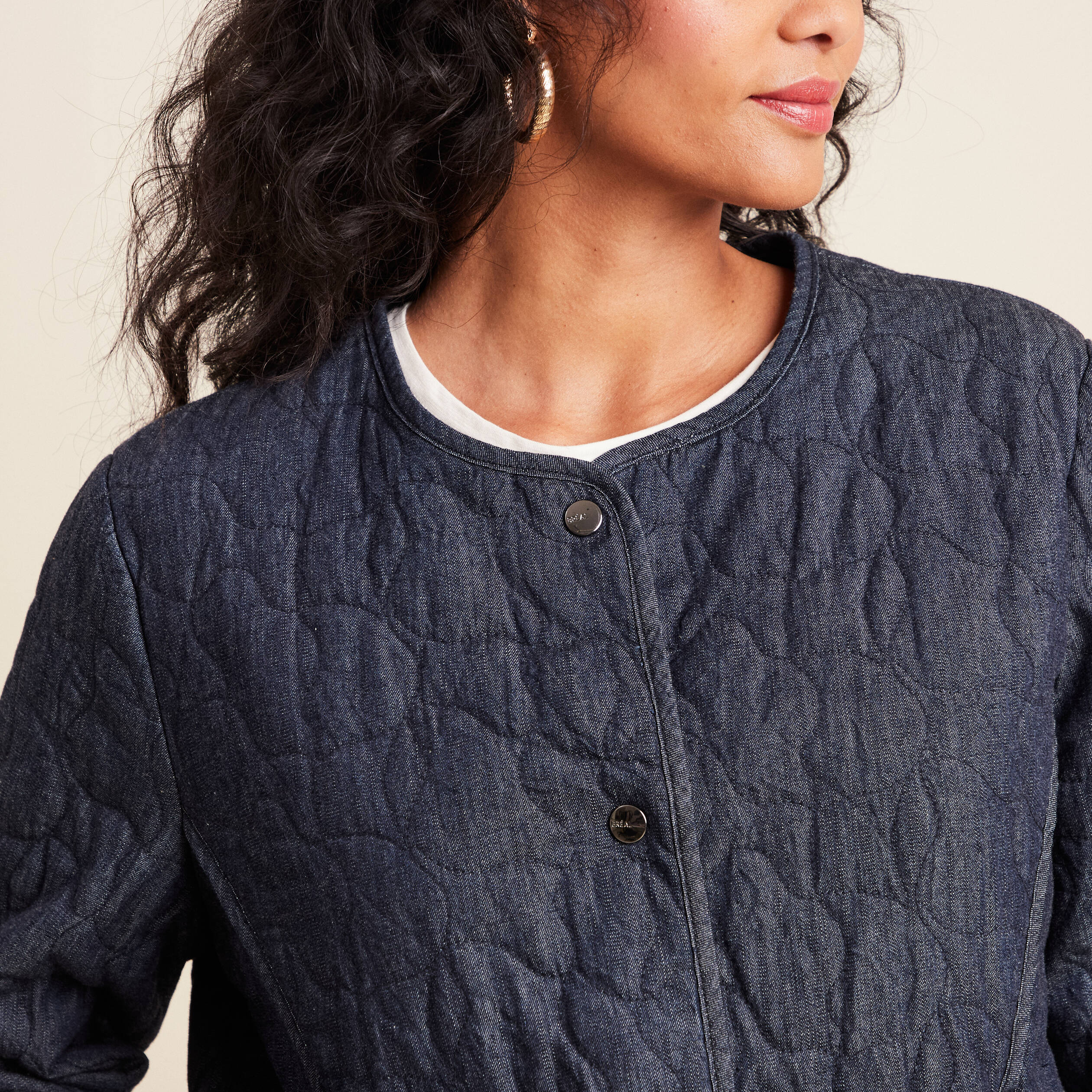 doudoune doublee sans col denim brut femme Doudoune doublée sans col denim brut femme