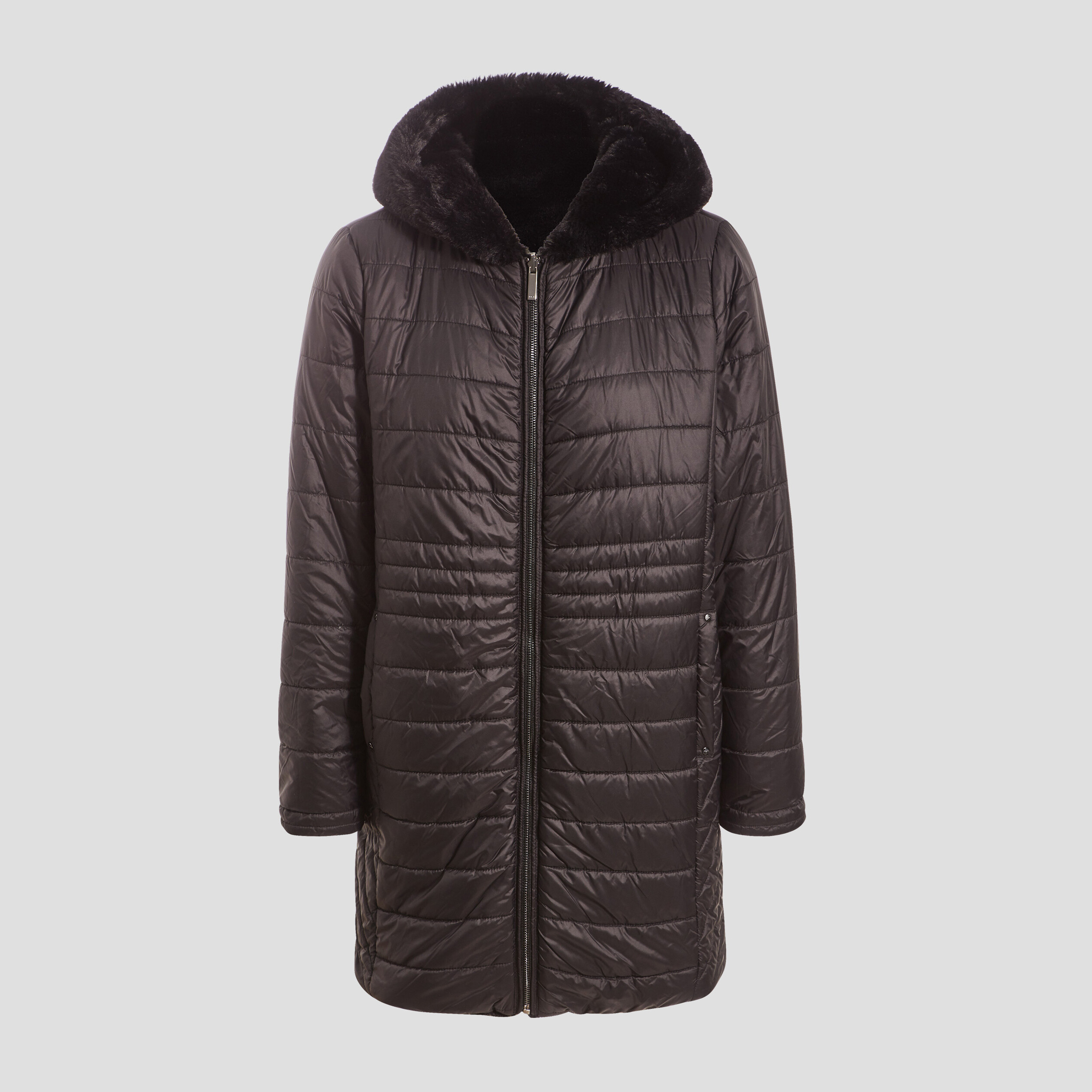 Doudoune droite réversible noir femme