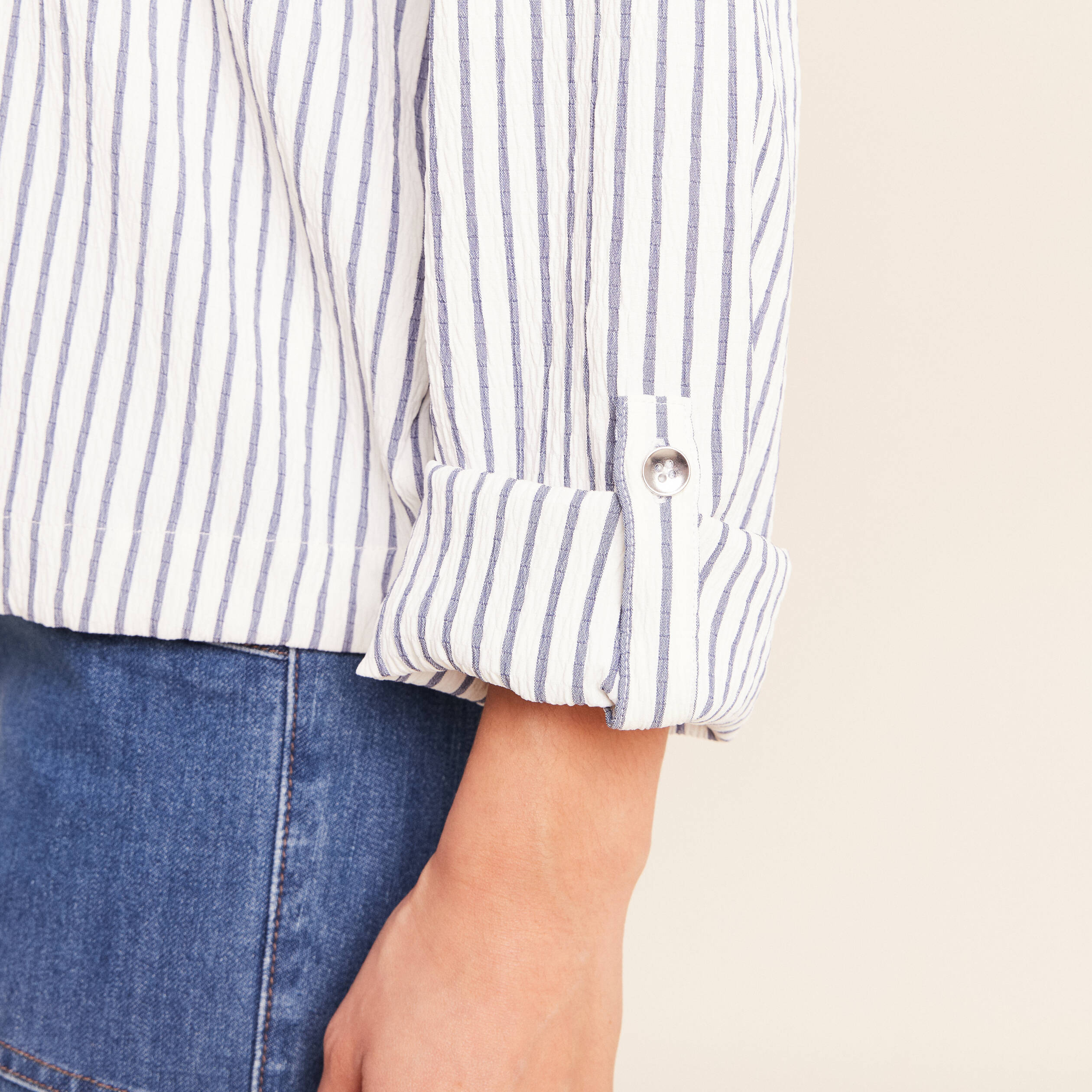 Chemise fluide manches longues bleu femme