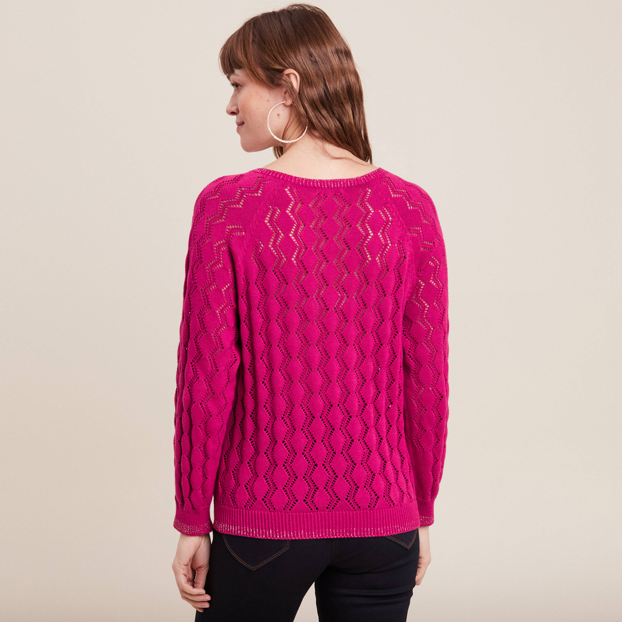 Pull confectionné en France rose fushia femme