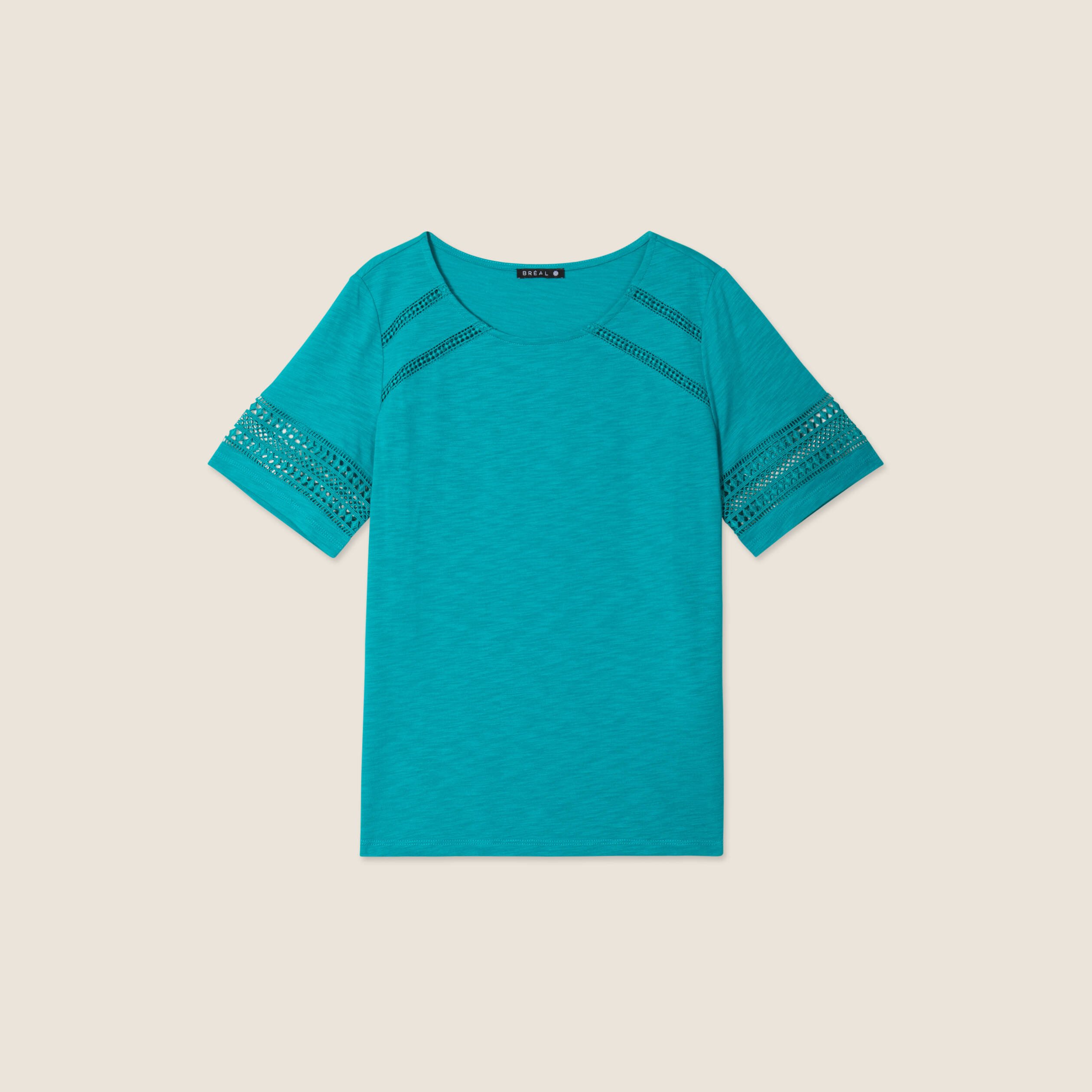T-shirt manches courtes vert émeraude femme