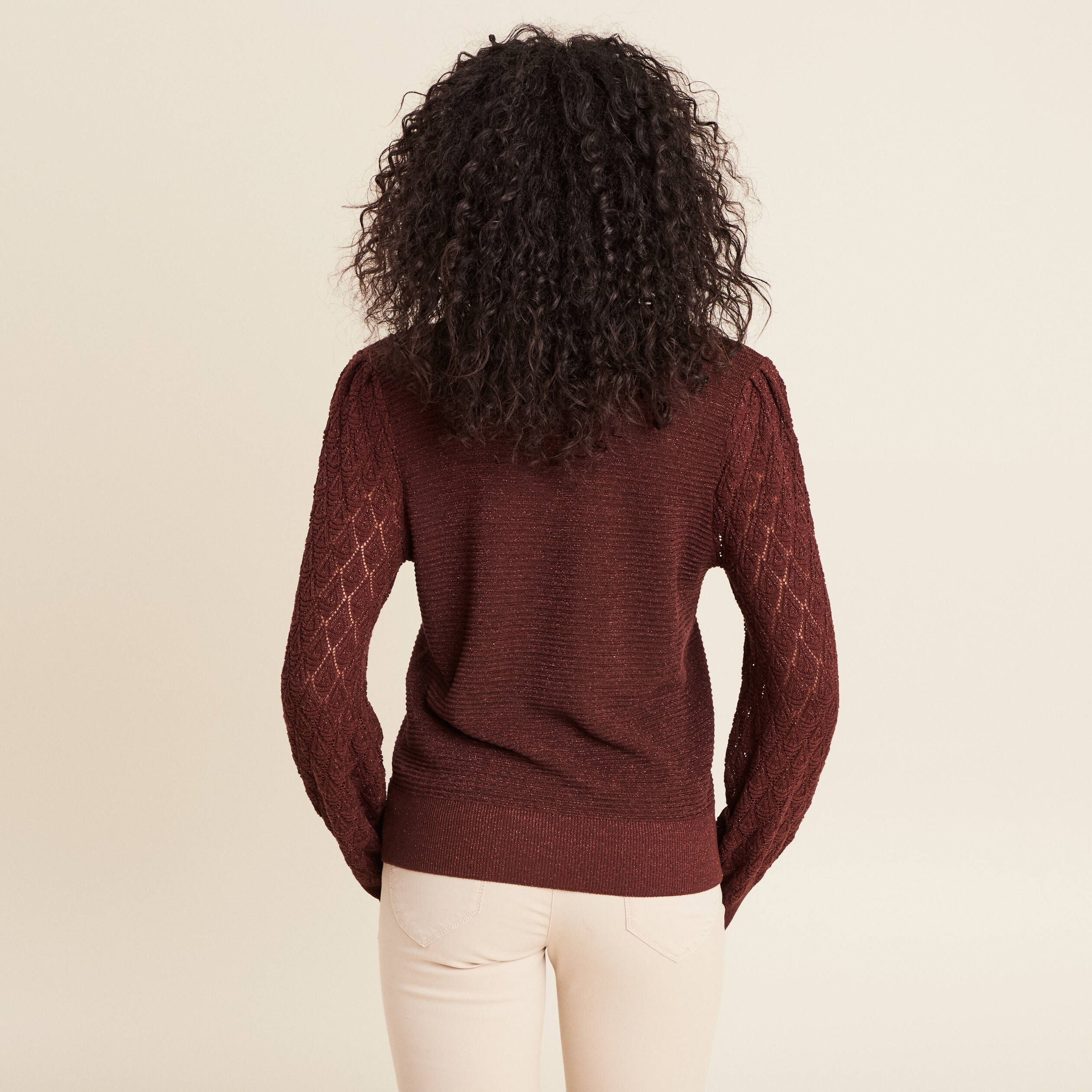 Pull manches longues bordeaux femme