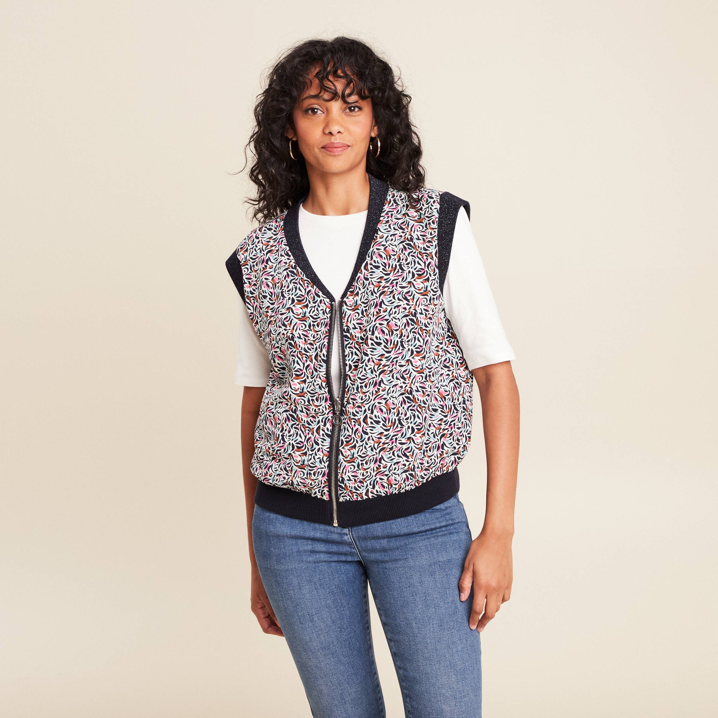 gilet reversible sans manches en coton multicolore femme gilet réversible sans manches en coton multicolore femme