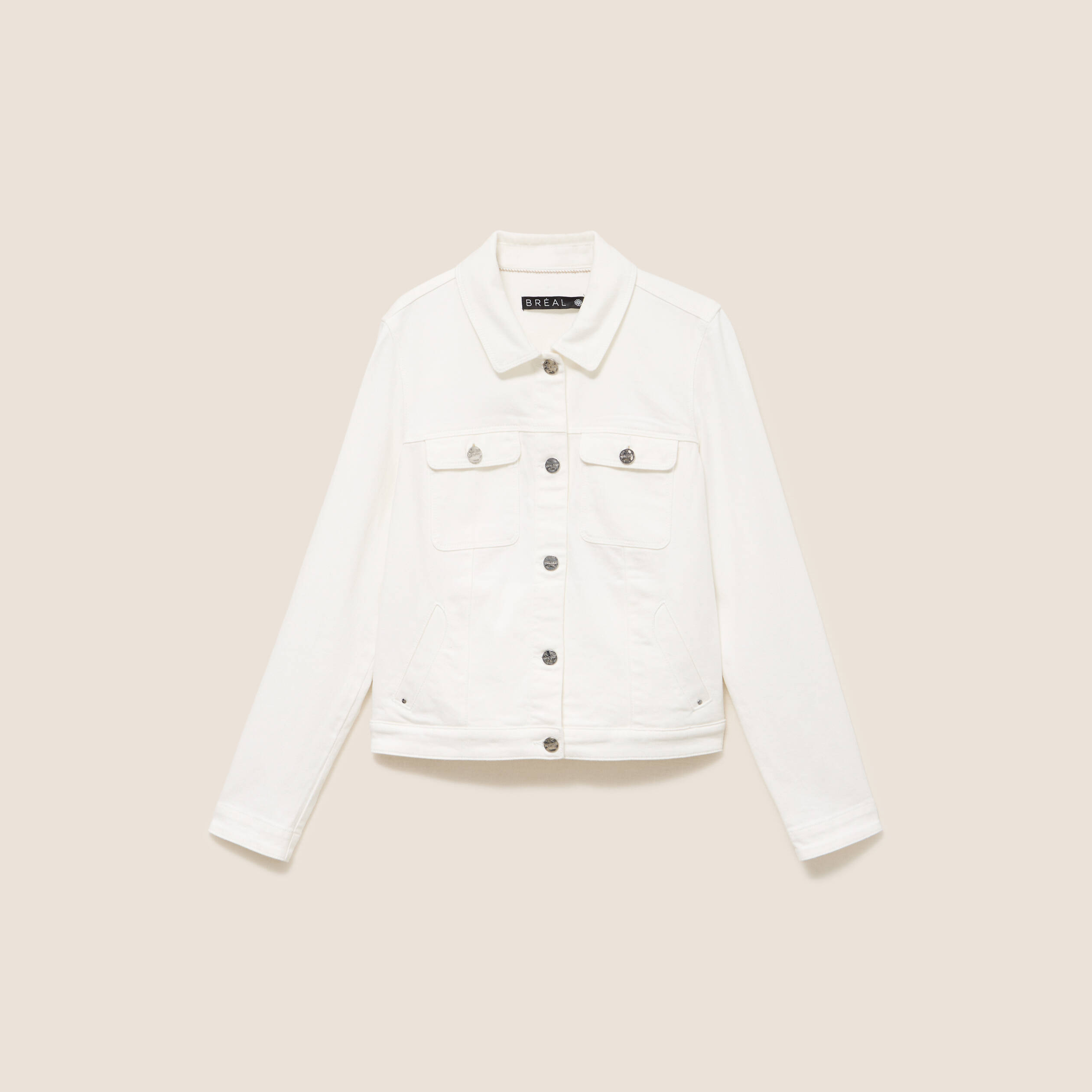 Veste jean manches longues blanc femme