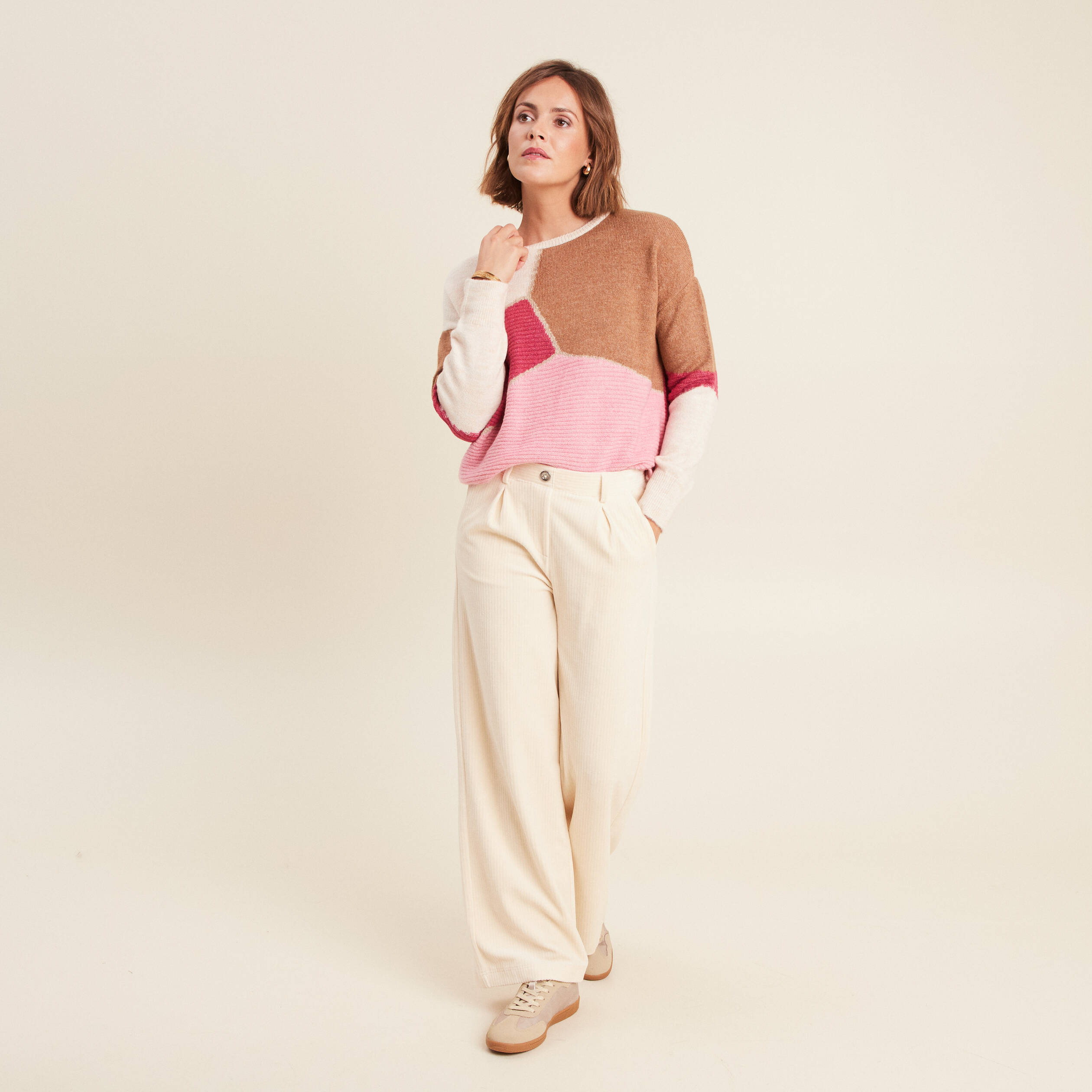 Pull manches longues rose femme