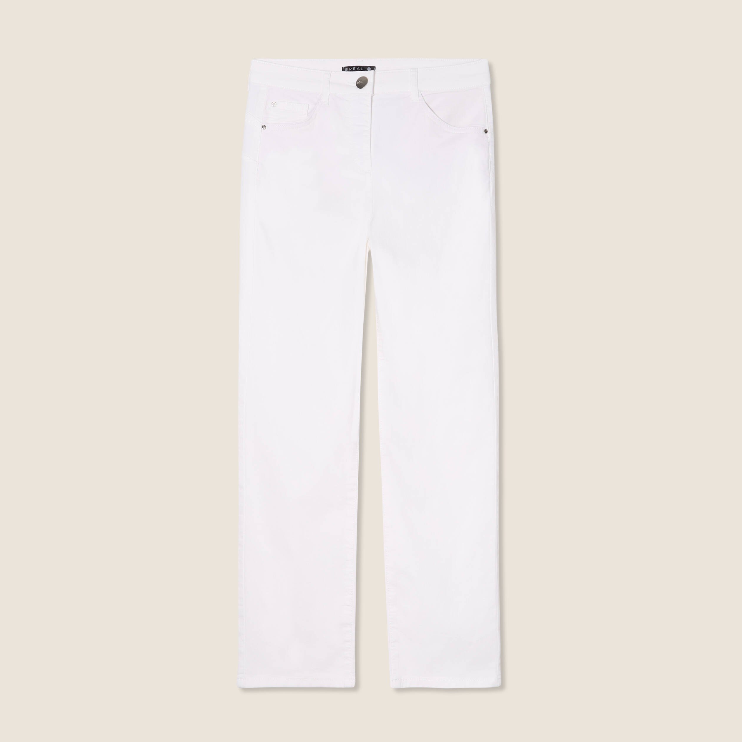Pantalon droit taille haute 7/8ème blanc femme