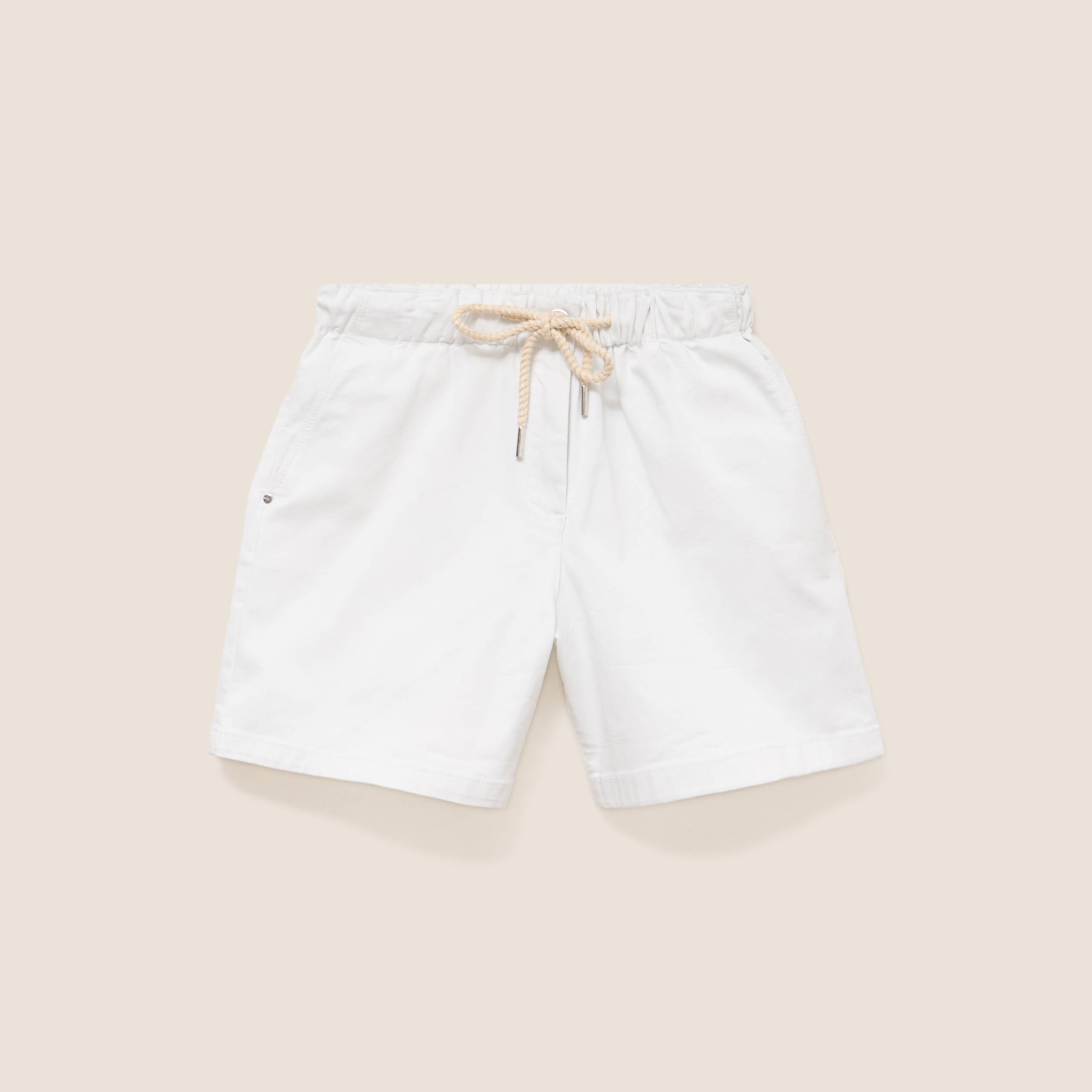 Short coupe mom taille &eacute;lastiqu&eacute;e blanc femme